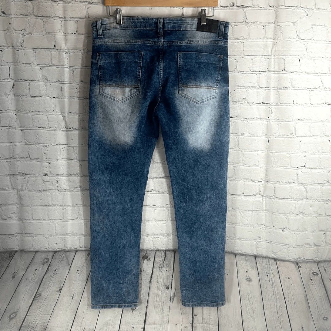 Southpole South Pole Men's Stretch Biker Denim Skinny Jeans 36 X 30 Blue Size US 36 / EU 52 - 4 Thumbnail