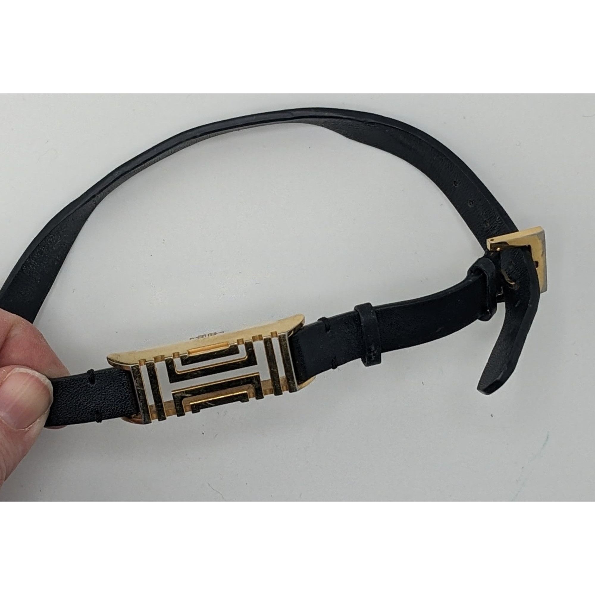 Tory Burch Tory Burch Gold Tone & Black Leather Fitbit Holder Wrap Brac Size ONE SIZE - 8 Thumbnail