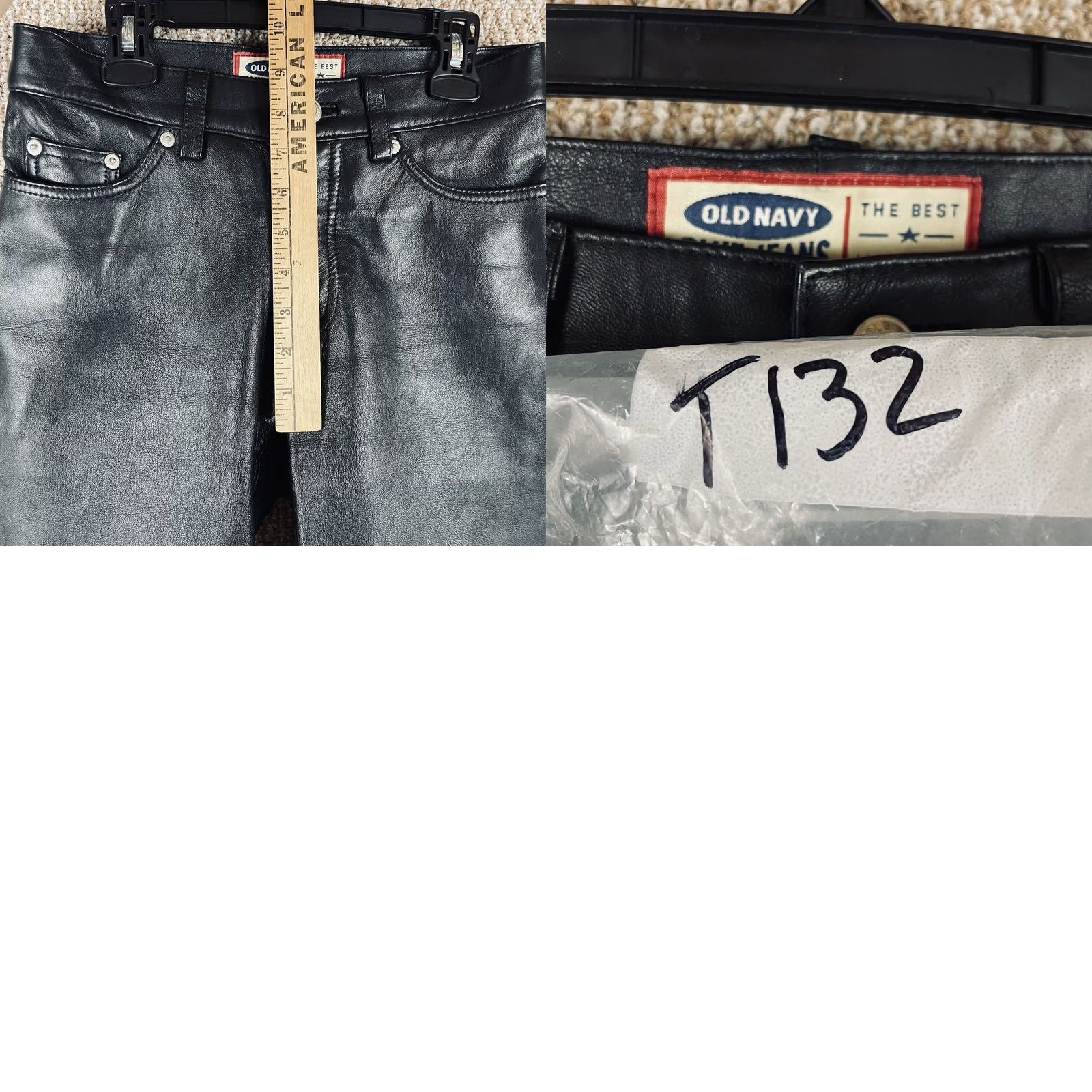 Old Navy Vintage Old Navy Leather Pants - 1 26x29 Black Grunge 90s Y2K Indie Goth Punk T132 Size 25" / US 0 / IT 36 - 9 Thumbnail