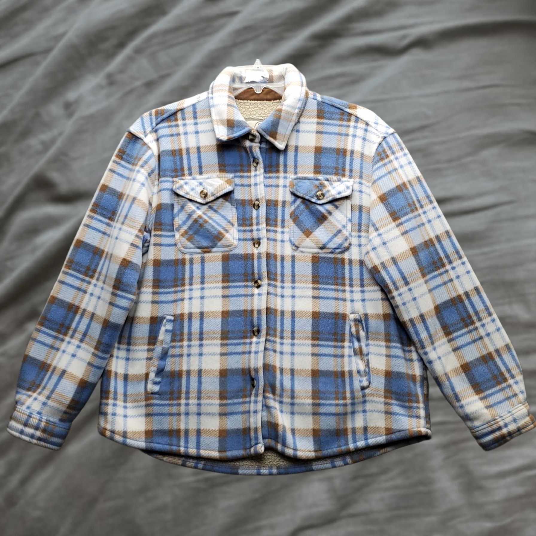 Vintage Sage Collective Jacket Womens L Multi Plaid Sherpa Lined Soft Fleece Shacket Collared Size L / US 10 / IT 46 - 1 Thumbnail
