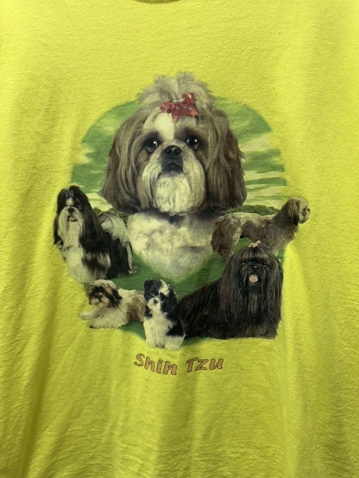Gildan × Vintage Gildan Shih Tzu Dog Custom Shirt Vintage Highlighter Yellow Size US L / EU 52-54 / 3 - 2 Thumbnail