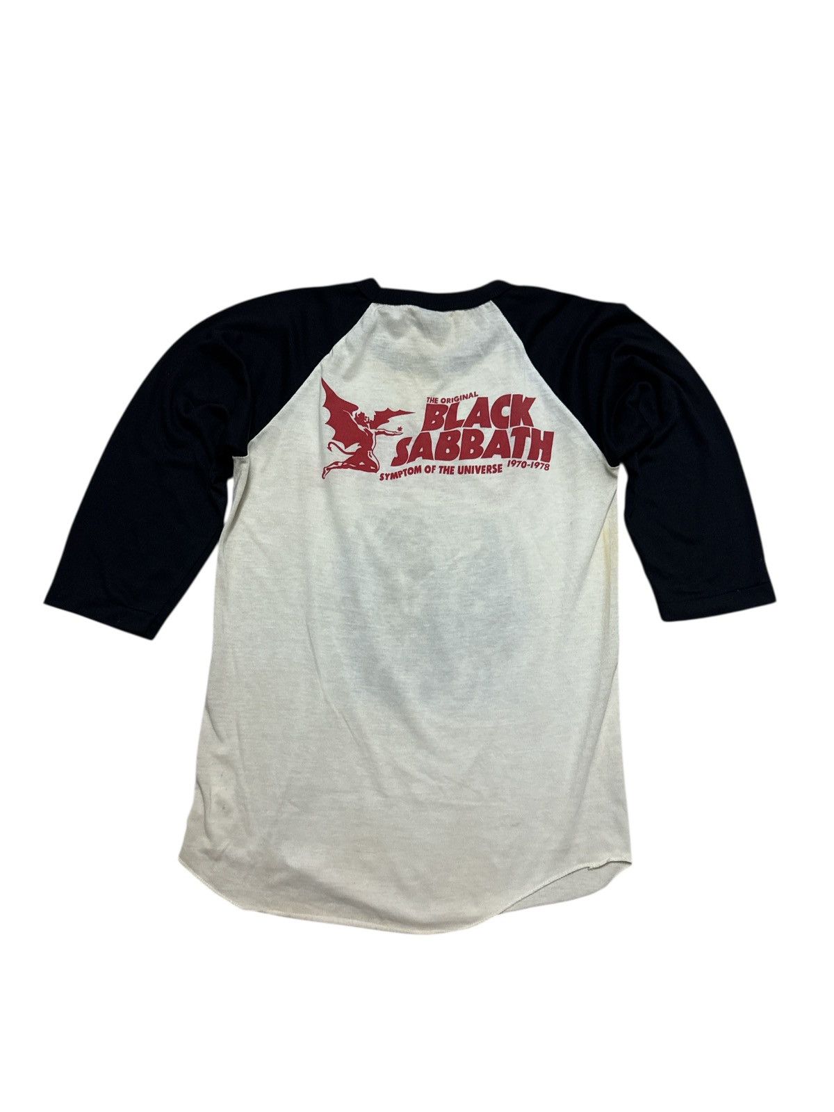 Band Tees 1980s BLACK SABBATH SYMPTOM OF THE UNIVERSE RAGLAN SHIRT Size US XS / EU 42 / 0 - 2 Thumbnail