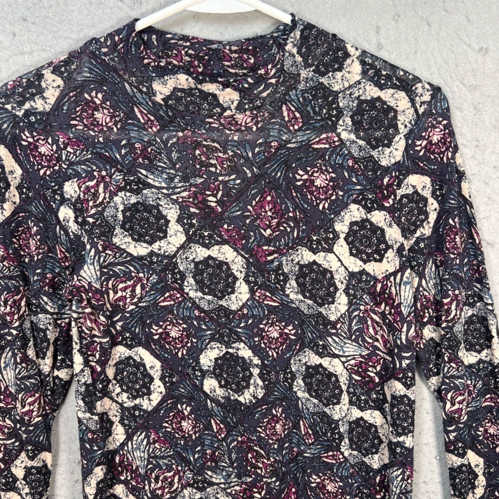 Free People Free People Womens Medium Printed Flared Mini Dress Long Sleeve Boho Rayon Blend Size M / US 6-8 / IT 42-44 - 5 Thumbnail