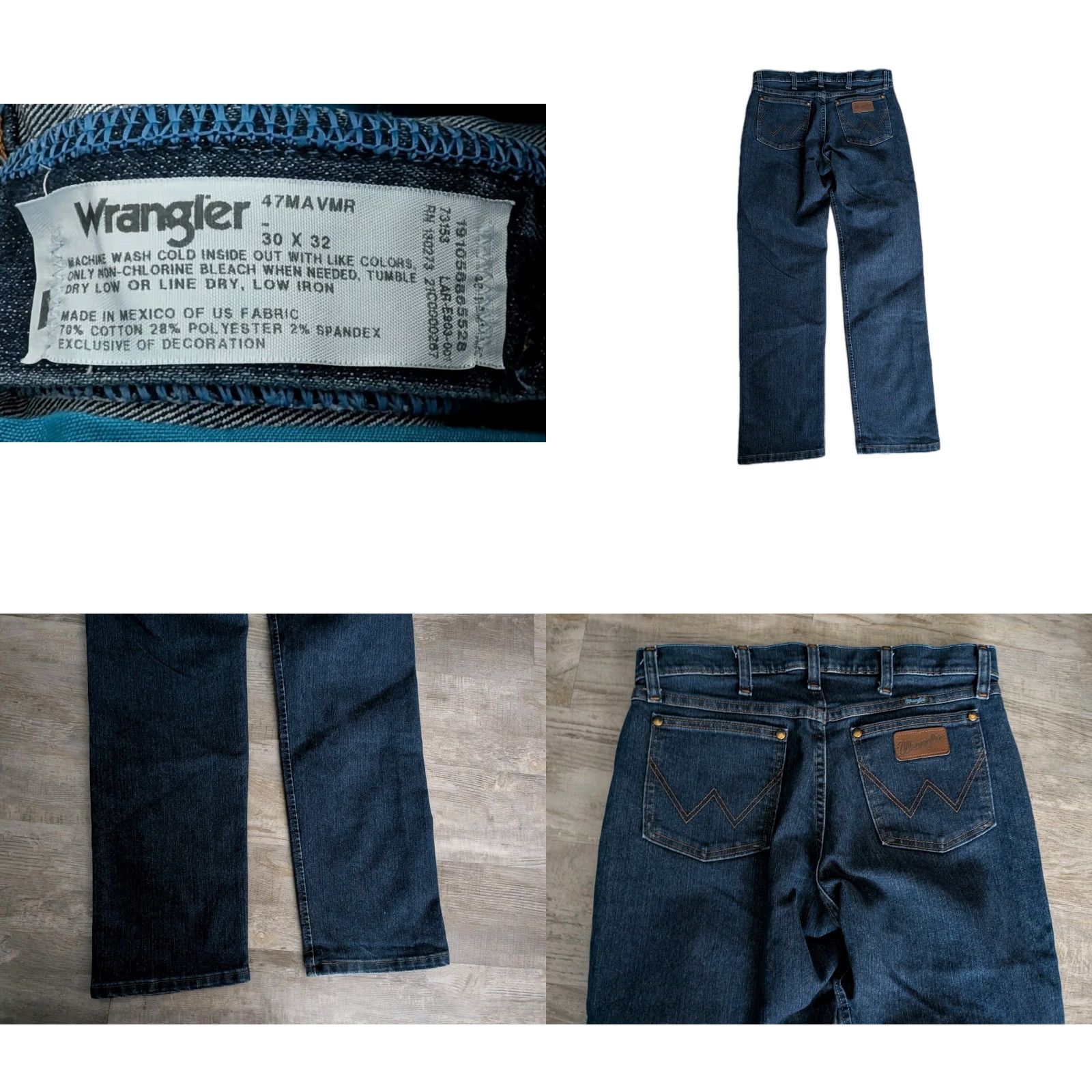 Wrangler Wrangler Jeans Cowboy Cut 47MAVMR 30x32 Western Denim Mens Classic Bootcut Blue Cotton Blend NICARAGUAN EUC Size US 30 / EU 46 - 8 Thumbnail
