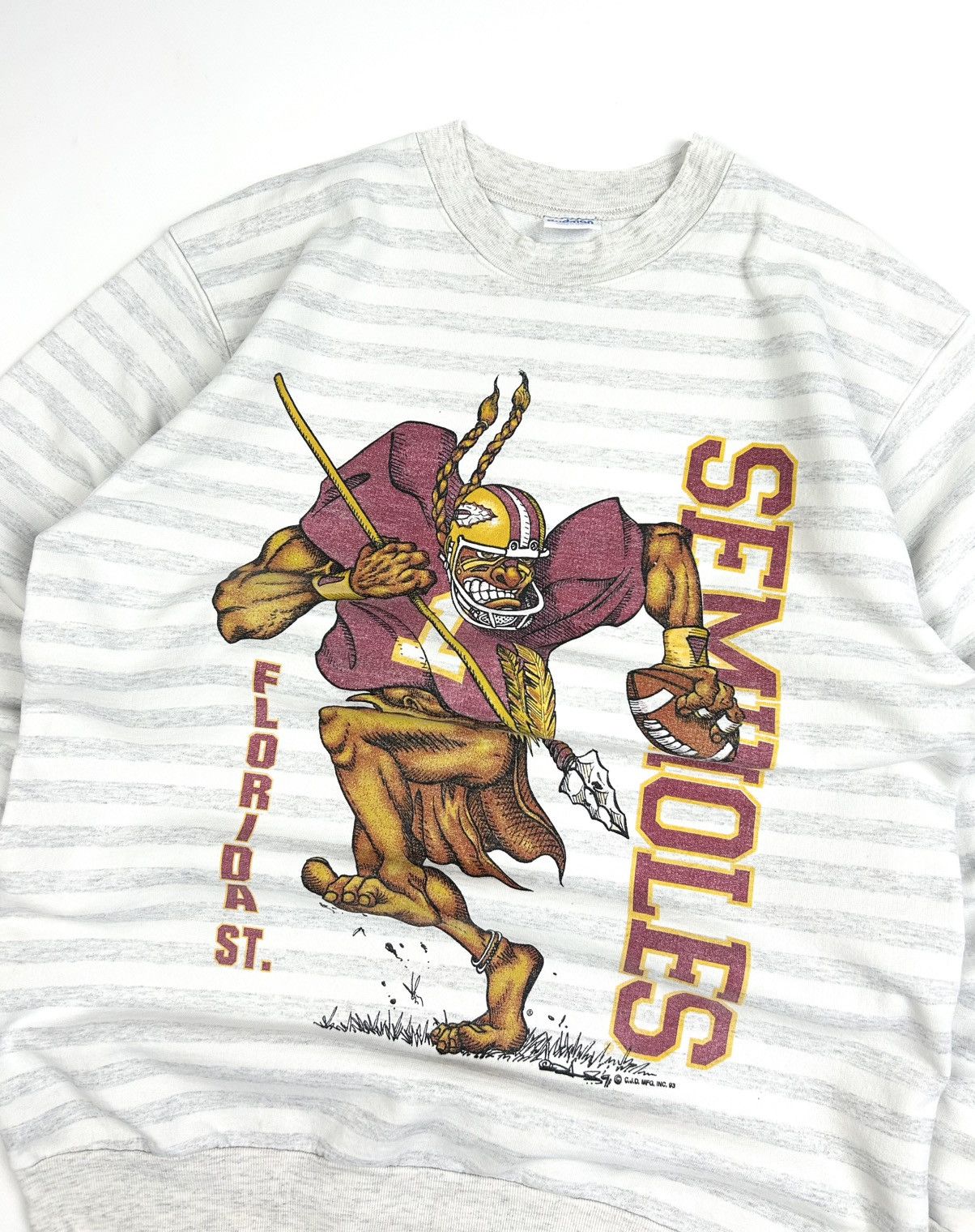 Vintage Vintage 1993 FSU SEMINOLES Striped Gray Sweatshirt Rare USA Size US L / EU 52-54 / 3 - 6 Thumbnail