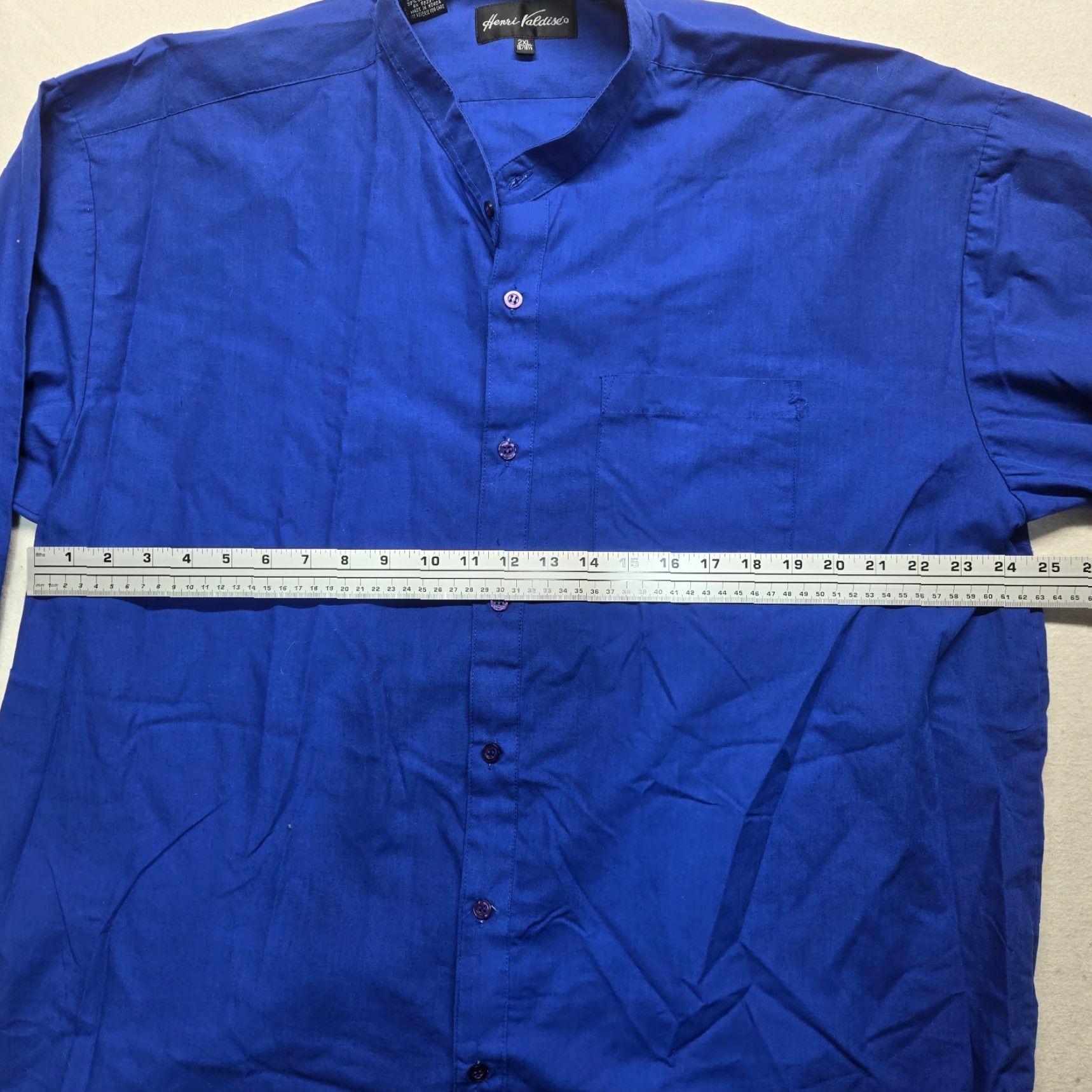 Vintage Henri Valdise Solid Blue Long Sleeve Button Up Shirt Adult Men's 2XL Blue 2XL Shirt Mens 2XL Button-Up Solid Blue Long Sleeve Henri Valdise Size US XXL / EU 58 / 5 - 4 Thumbnail