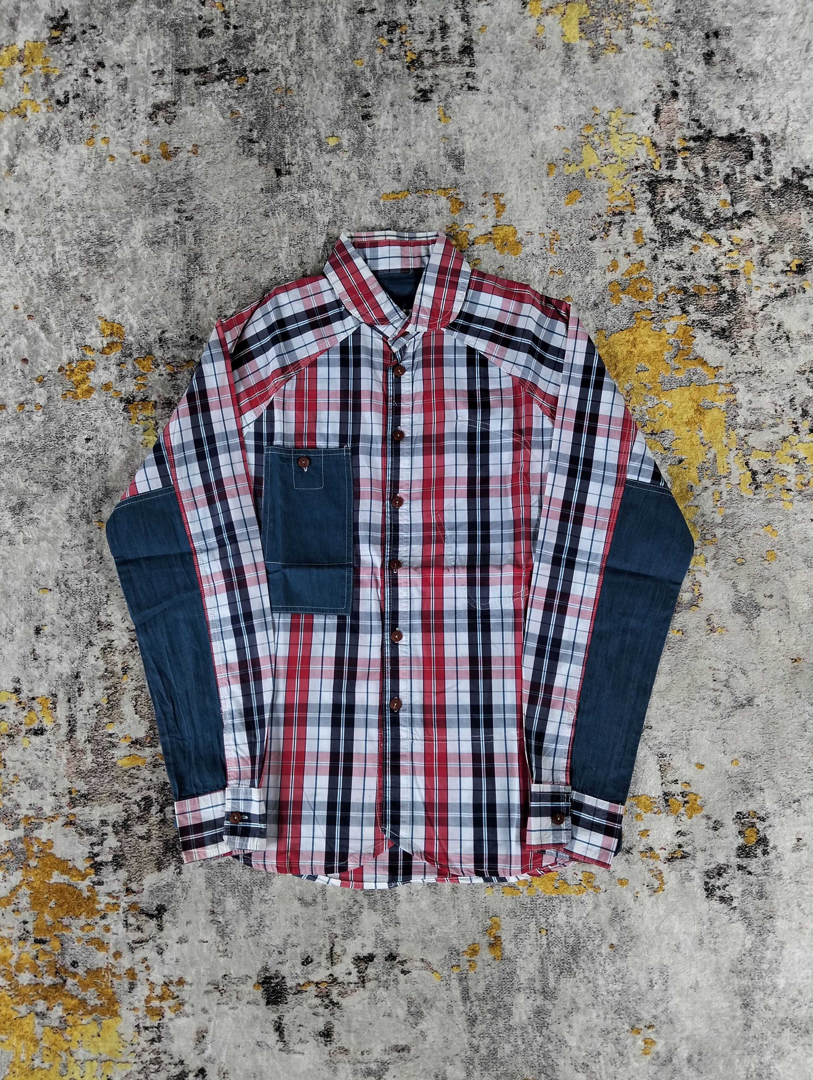Comme des Garcons AD2005 CDG Junya Watanabe Patchwork Plaid Shirt Size US M / EU 48-50 / 2 - 1 Thumbnail