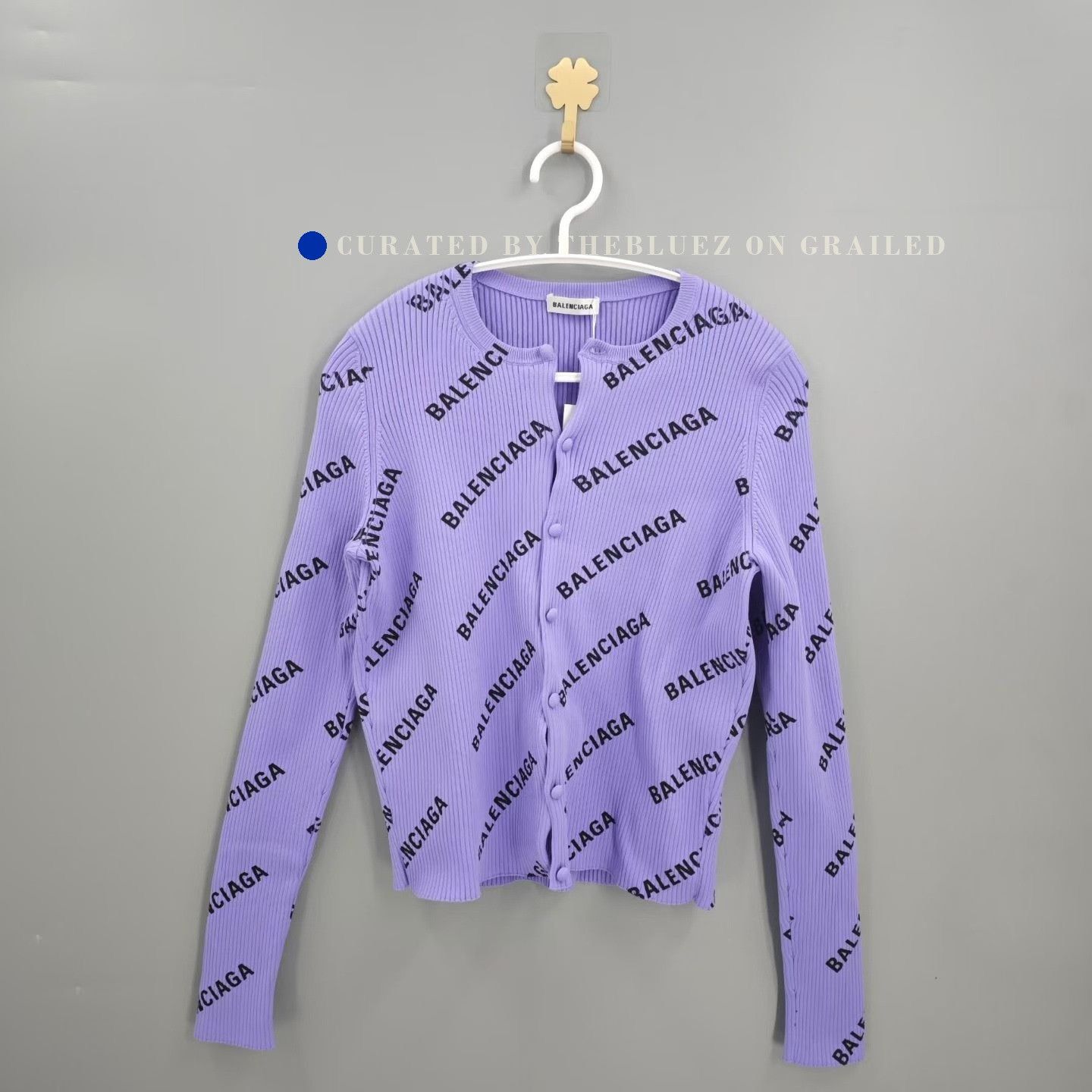 Balenciaga Balenciaga Purple All-over Print Slim Cardigan Size M / US 6-8 / IT 42-44 - 1 Thumbnail