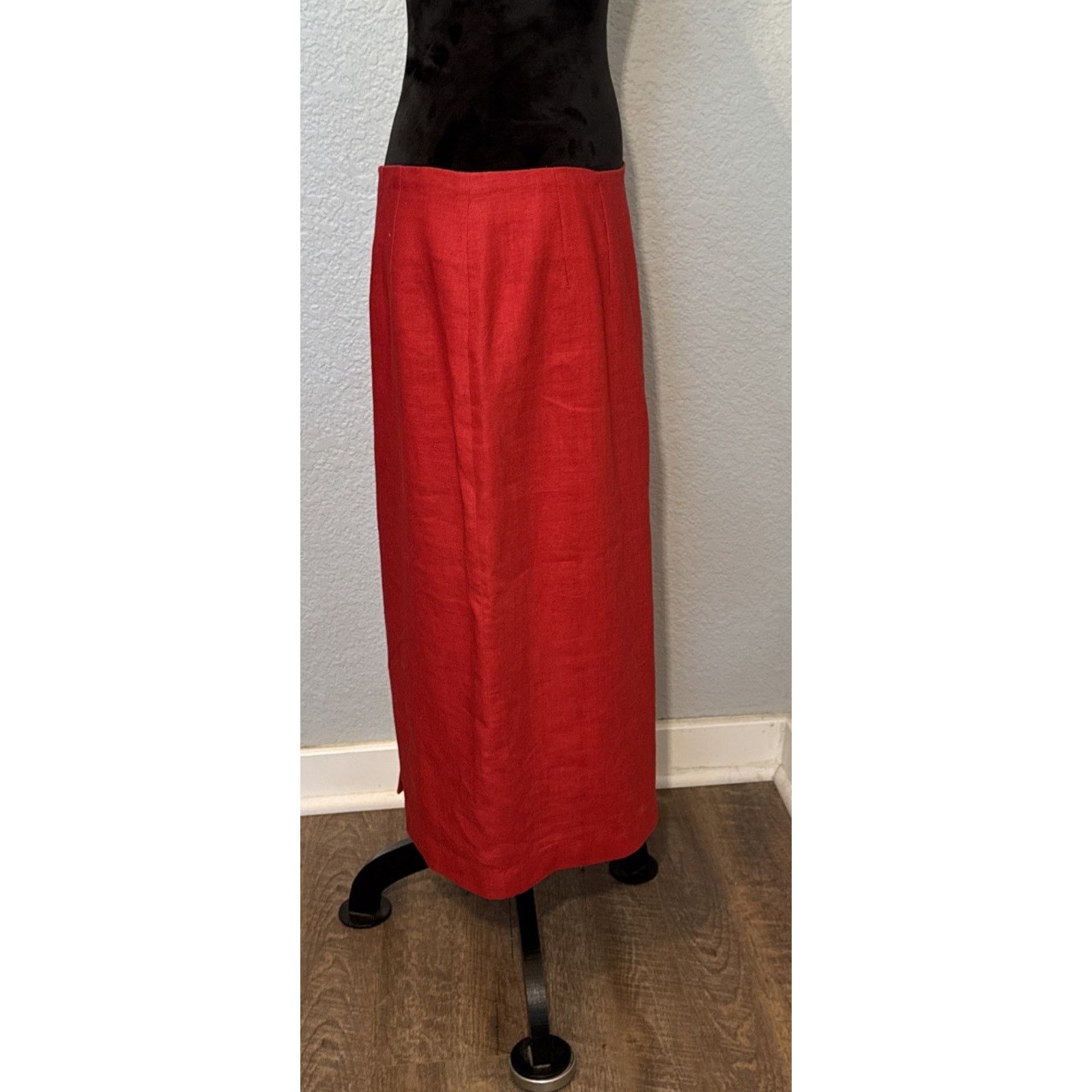 Bill Blass Vintage Bill Blass Red Crimson Skirt 100% Linen Size 14 P Size 36" / US 14 / IT 50 - 2 Thumbnail