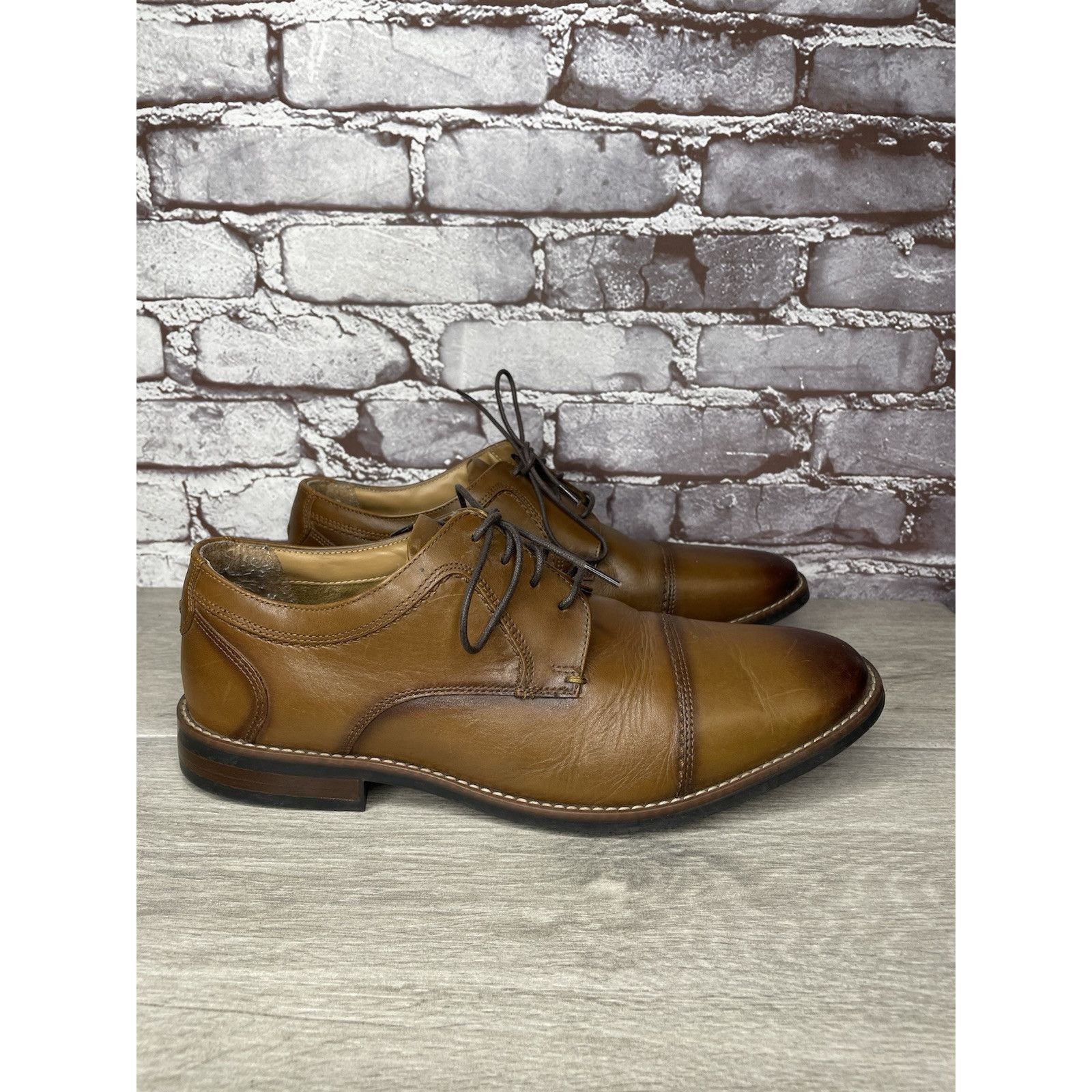 Nunn Bush Nunn Bush Mens Brown Cap Toe Comfort Gel Lace Up Shoes Size Size US 10.5 / EU 43-44 - 4 Thumbnail