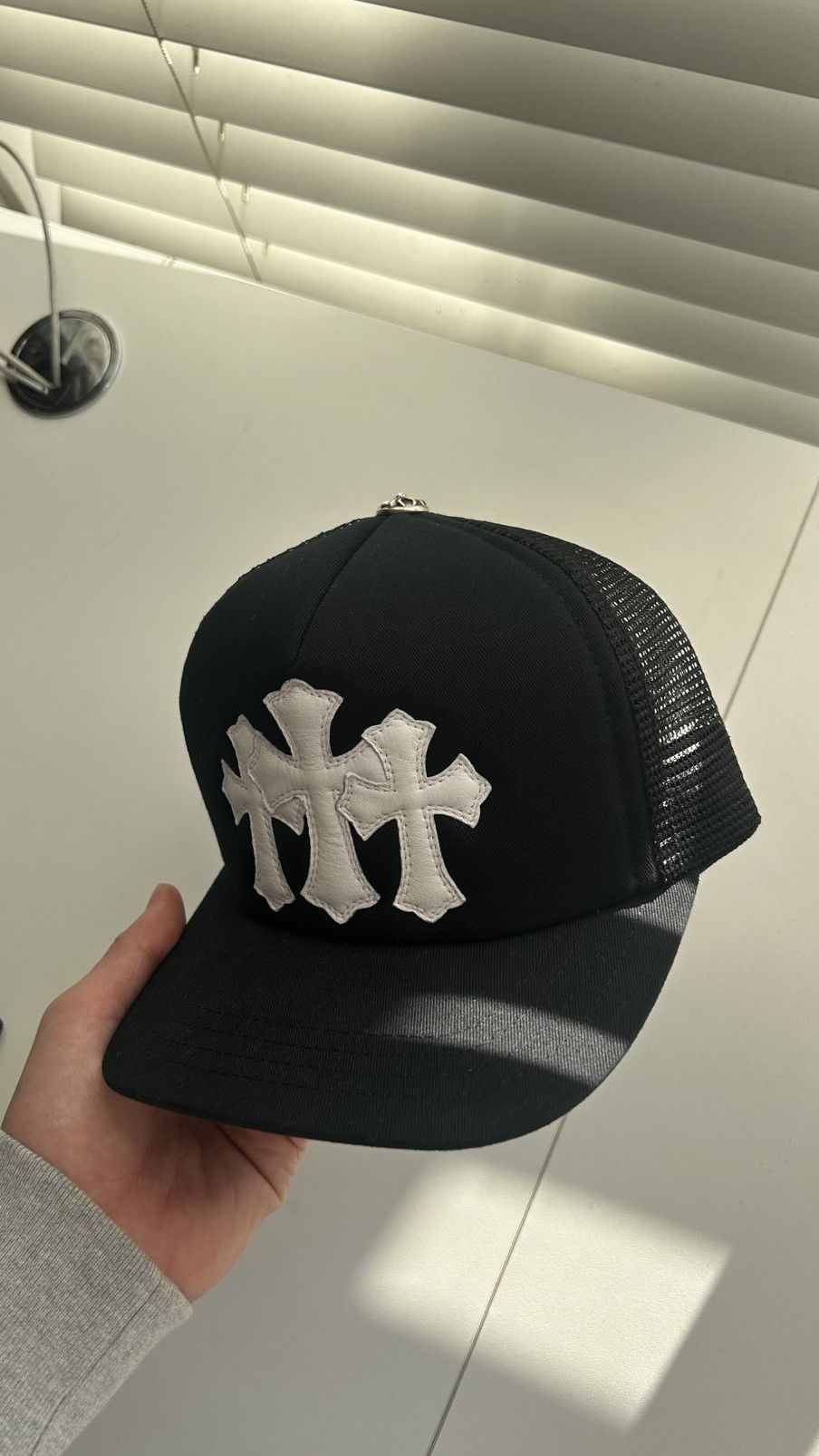 Chrome Hearts Chrome Hearts White Triple Cross Trucker Hat Size ONE SIZE - 4 Thumbnail