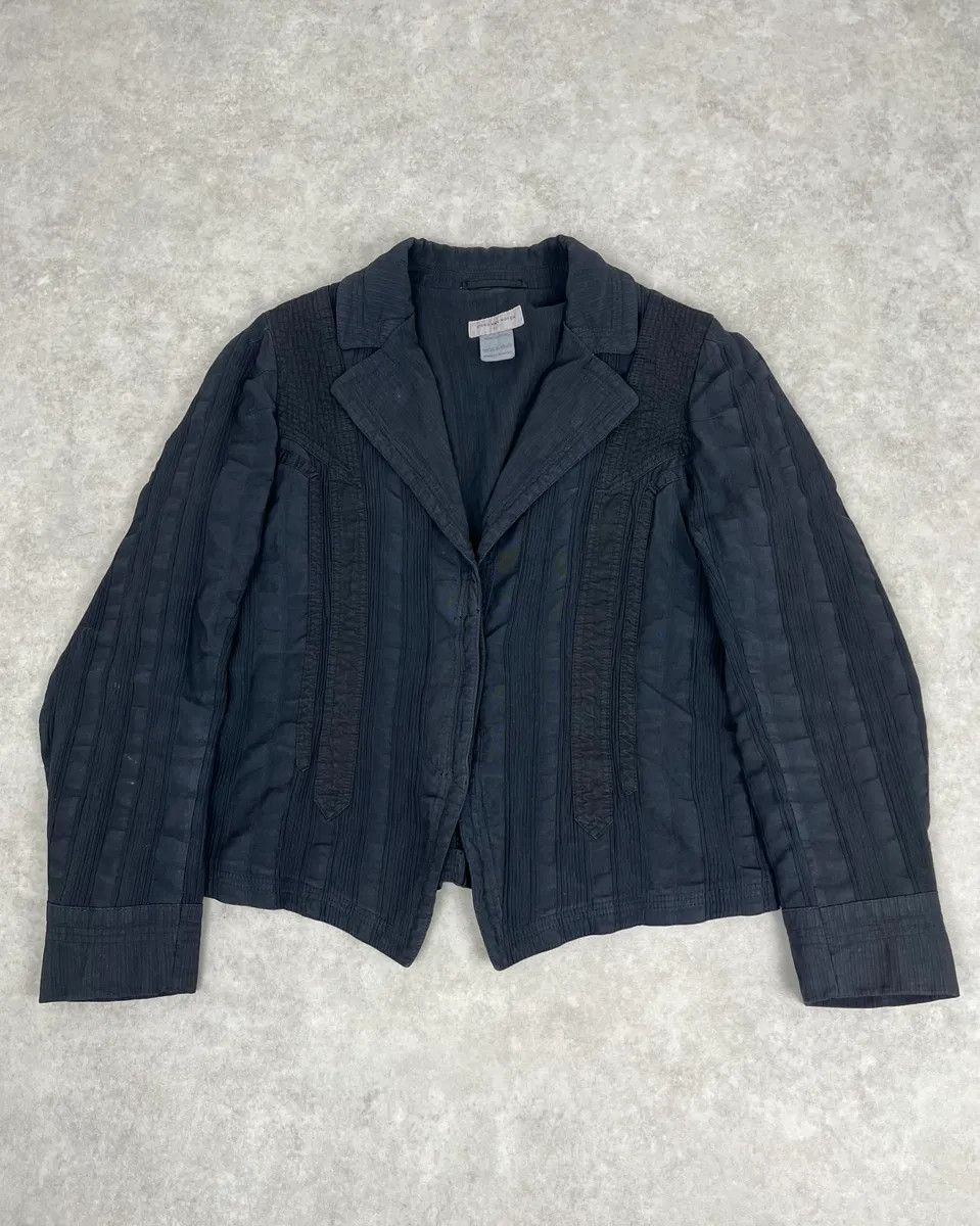 Dries Van Noten Dries Van Noten Dark Navy Hybrid Plissed Blazer Jacket Size 38R - 1 Thumbnail