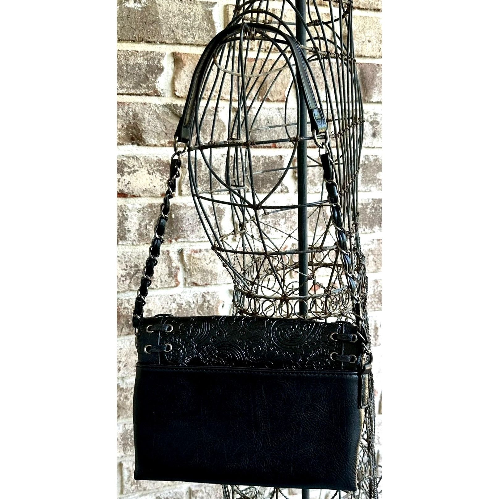 Other Sam Hadley Shoulder Bag Black Vegan Leather Western Tooled S Size ONE SIZE - 5 Thumbnail