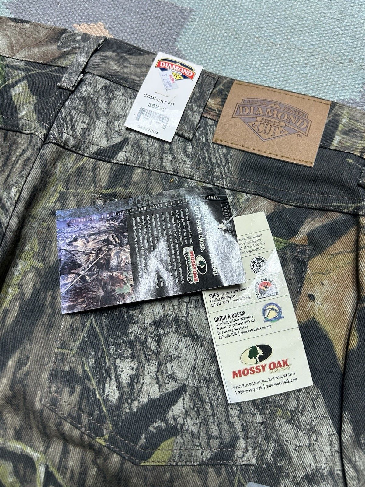 Vintage NEW Vtg diamond cut jean mossy oak camo camouflage NWT 38x31 Size US 38 / EU 54 - 5 Thumbnail