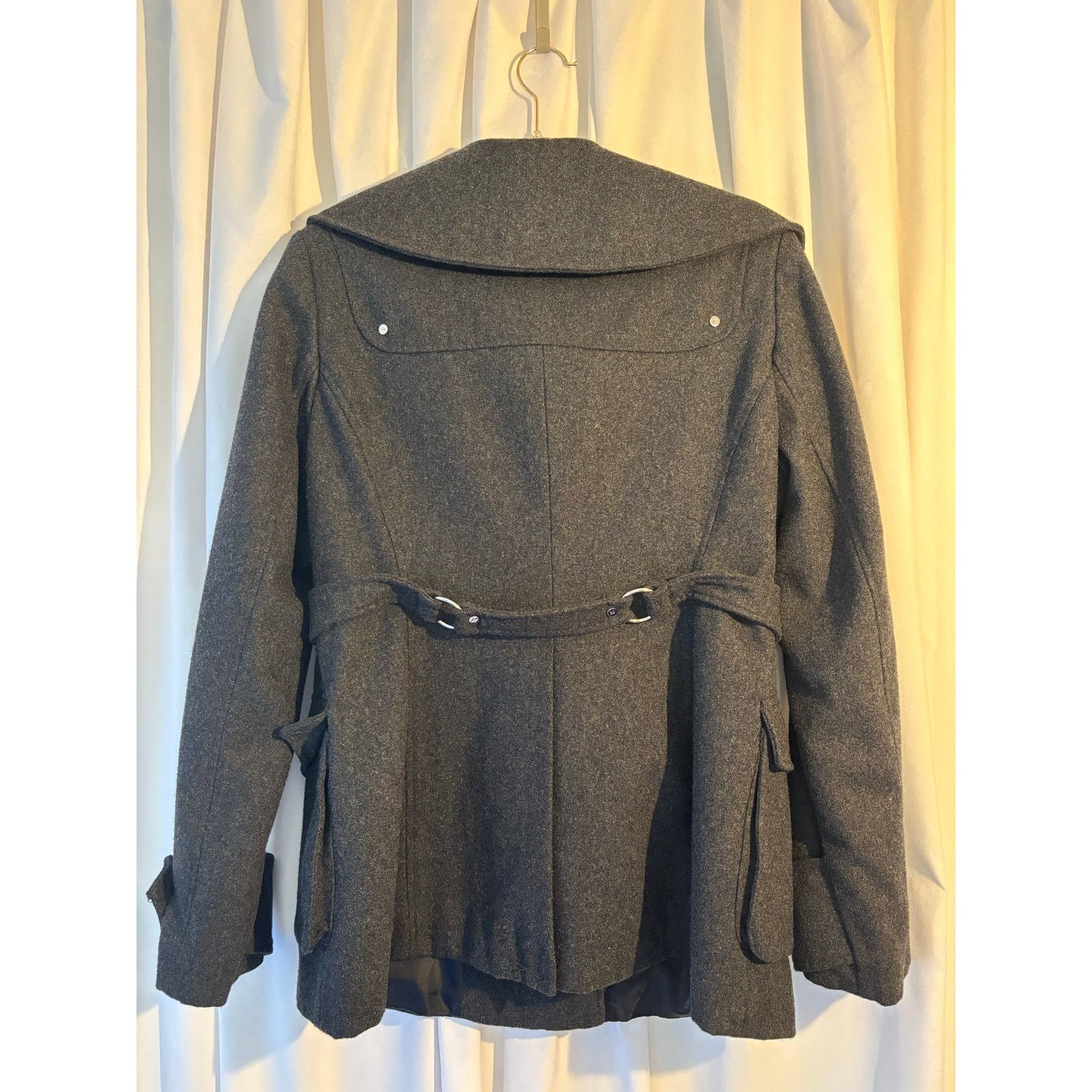 Miss Sixty Miss Sixty Grey Wool Pea Coat Size Large Size L / US 10 / IT 46 - 5 Thumbnail