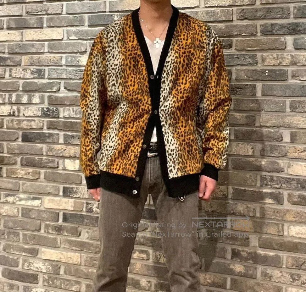 Beams Japan leopard print cardigan jacket for men. Size US L / EU 52-54 / 3 - 6 Thumbnail