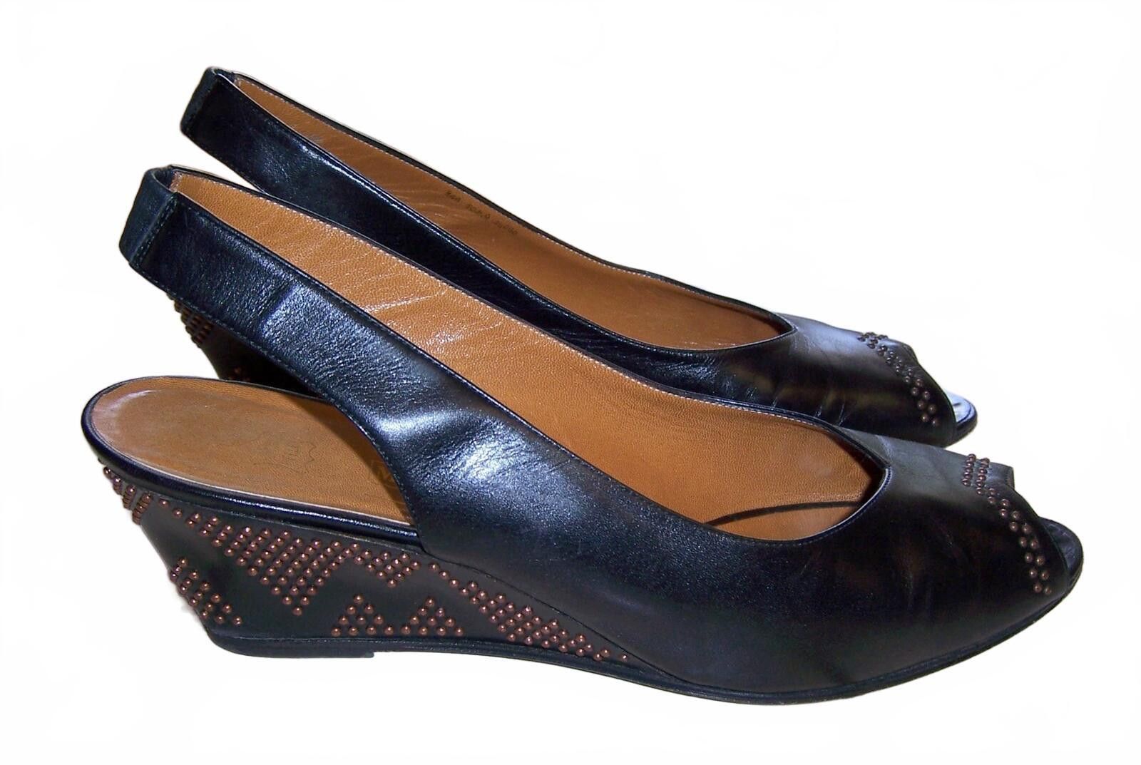 Bruno Magli Vintage Bruno Magli Black Slingback Studded Heels - 6AA Size US 6 / IT 36 - 3 Thumbnail