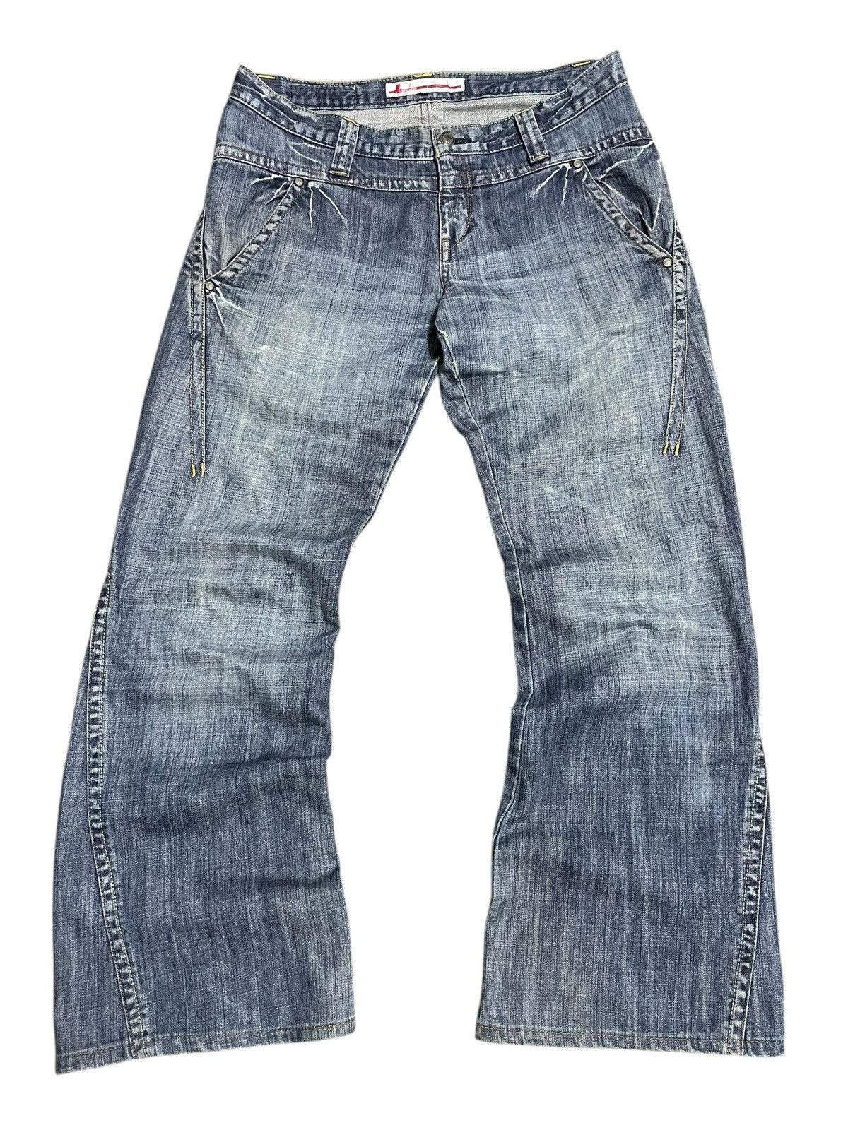 If Six Was Nine Vintage Y2k Genoese Tante Cose Buone Cross Logo Flare Jeans Size US 33 - 2 Thumbnail