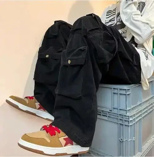 Jean ‼️SALE‼️ Cargo Pants Black- Korean Streetwear Style Pants Size US 30 / EU 46 - 4 Thumbnail