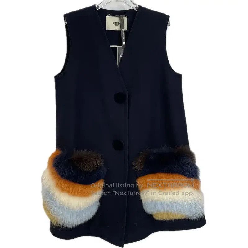 Fendi Fendi Black Wool Women's Jacket with Fur Details . Size M / US 6-8 / IT 42-44 - 1 Thumbnail