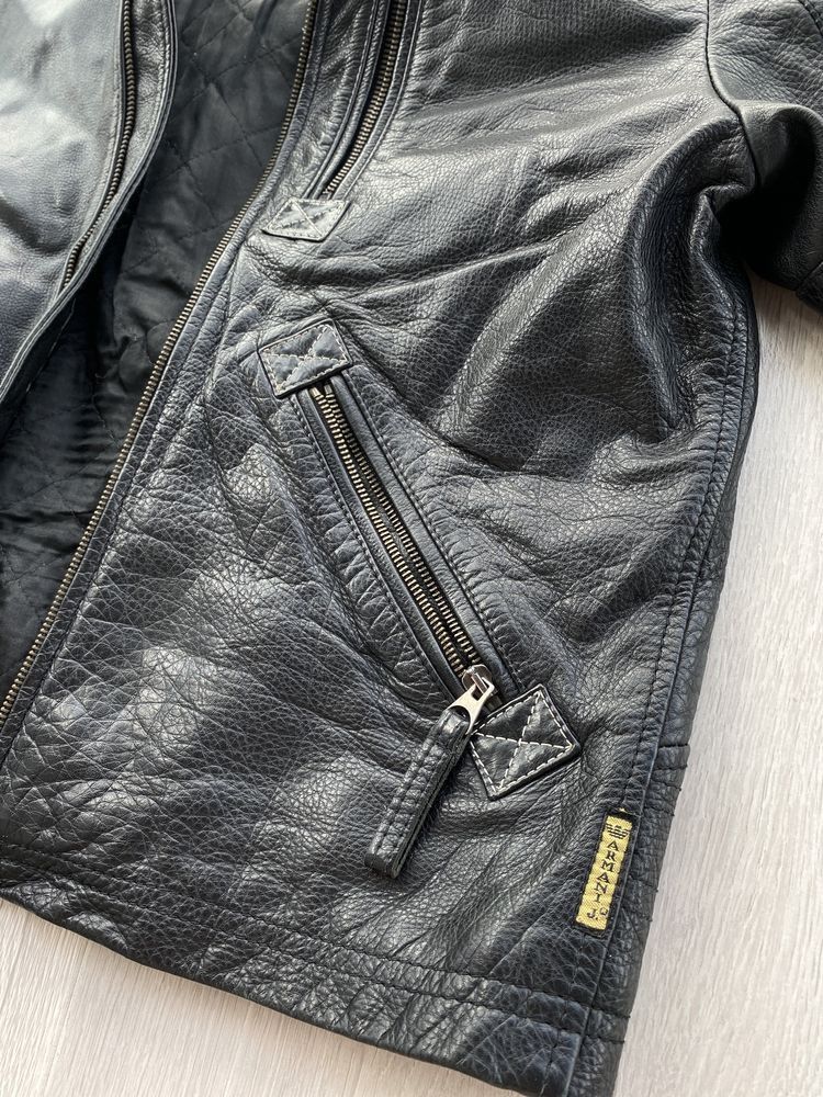 Giorgio Armani Vintage Armani Jeans Leather Biker Jacket Size US M / EU 48-50 / 2 - 7 Thumbnail