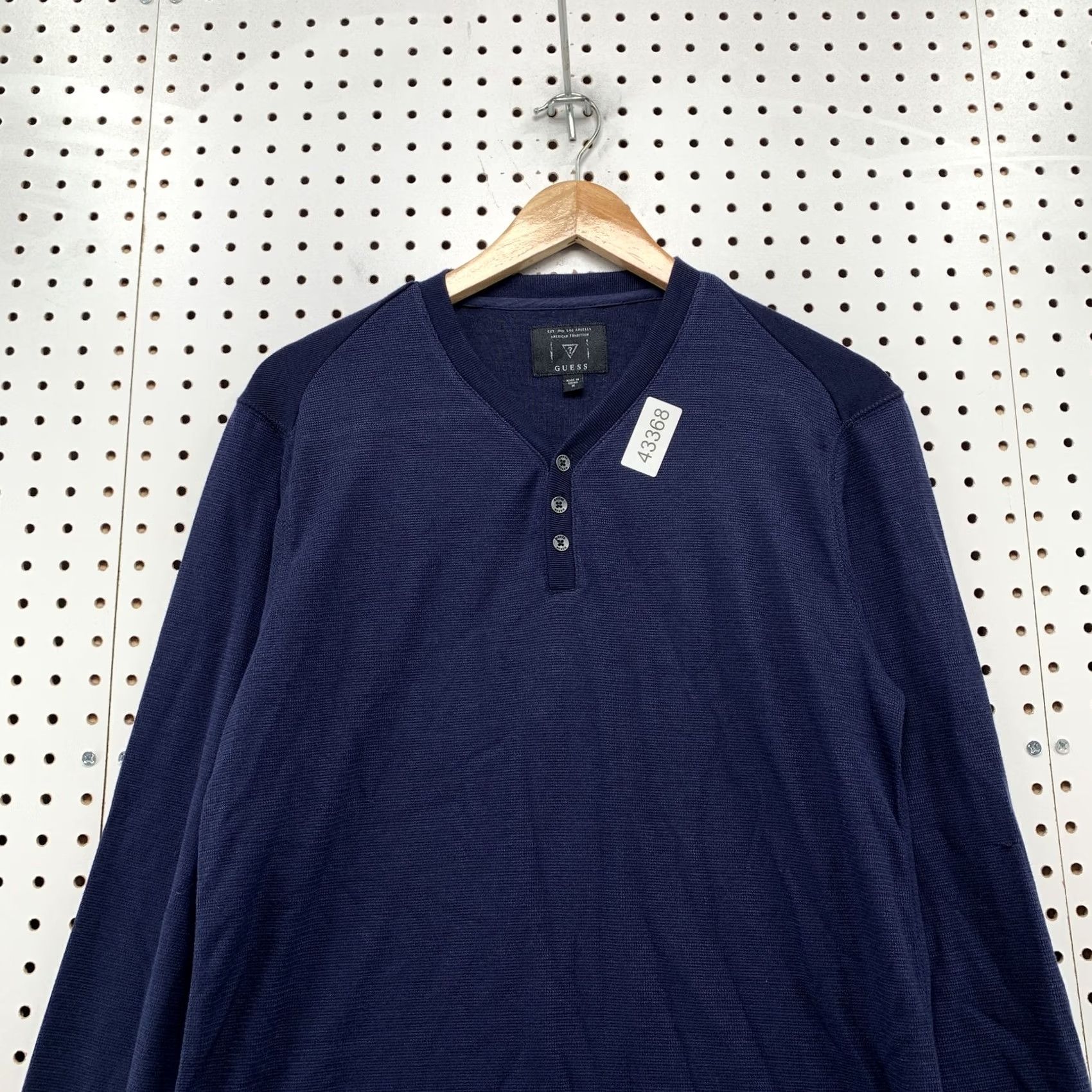 Guess GUESS Henley Blue Long Sleeve Knit Shirt Mens Medium Preppy Casual Size US M / EU 48-50 / 2 - 2 Thumbnail