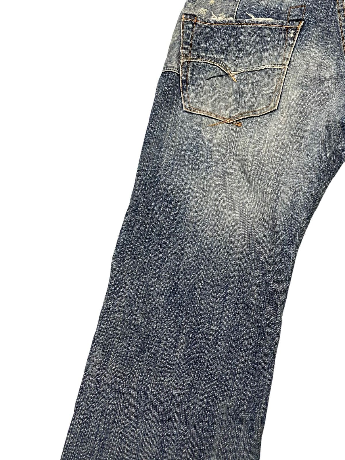 Japanese Brand Boro Jeans Bartacks Japan Patchwork Denim Cropped 7🟦9 Size US 29 - 18 Thumbnail