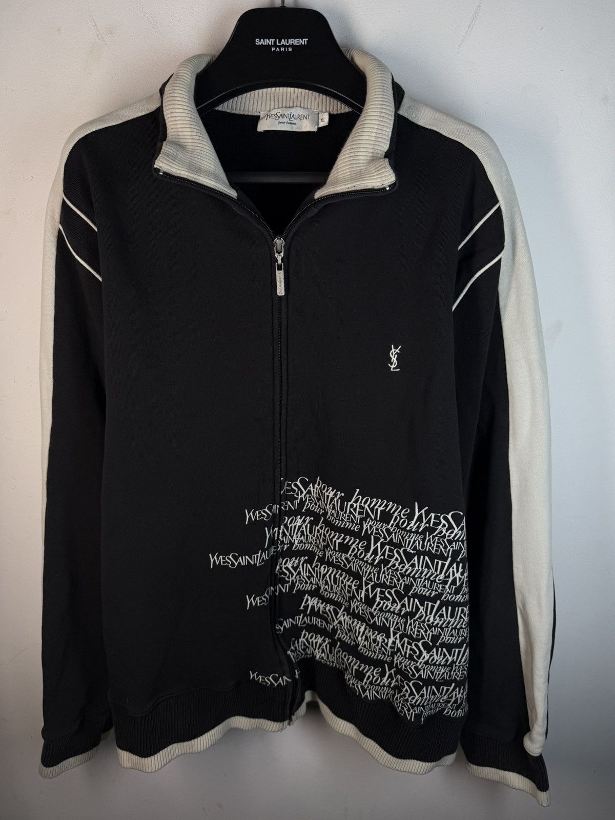 Yves Saint Laurent Black YSL Sweatshirt Zip Multilogo YSL Sweater YSL Jacket Size US XL / EU 56 / 4 - 2 Thumbnail