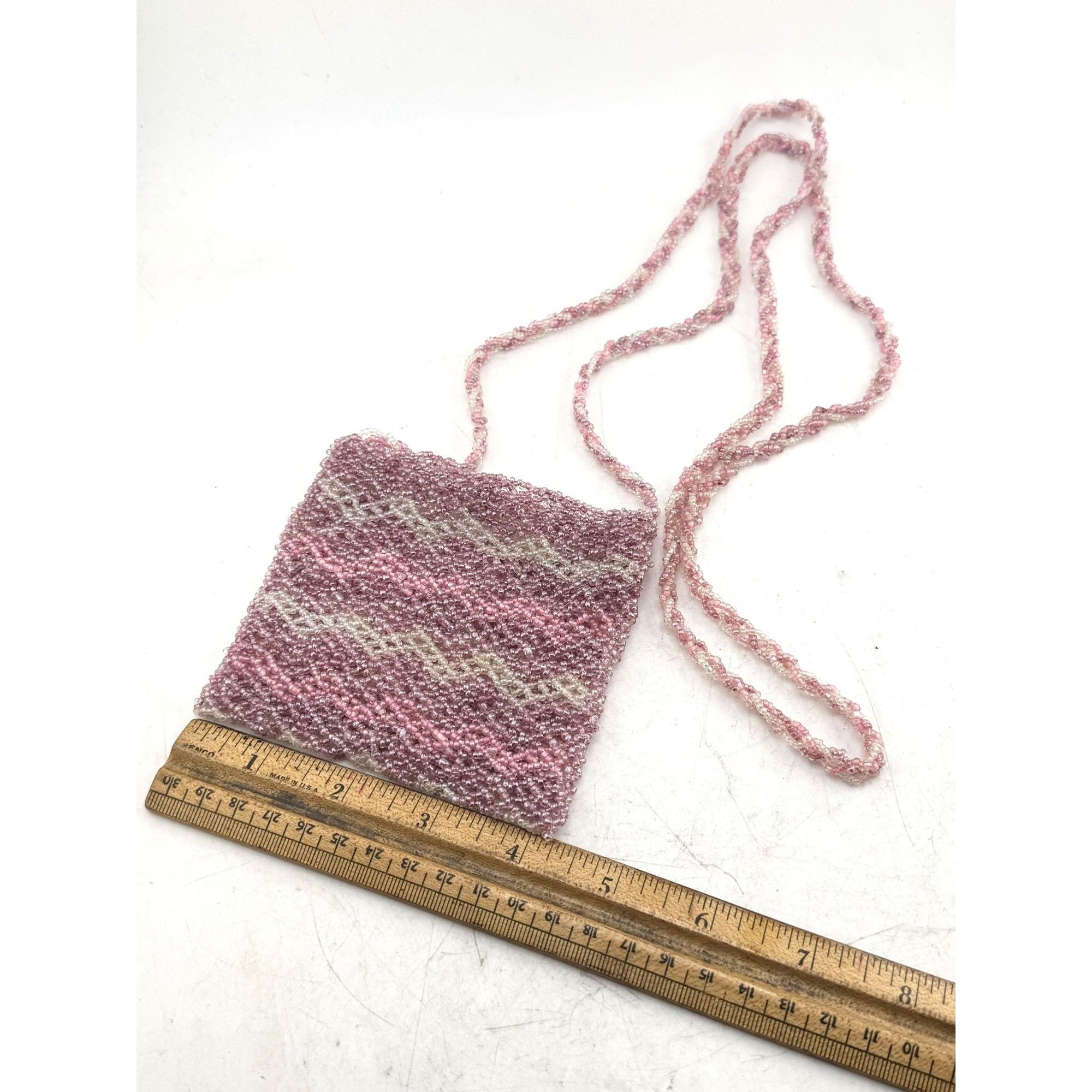 Vintage Vintage pink hand beaded small purse handbag bag Size ONE SIZE - 5 Thumbnail