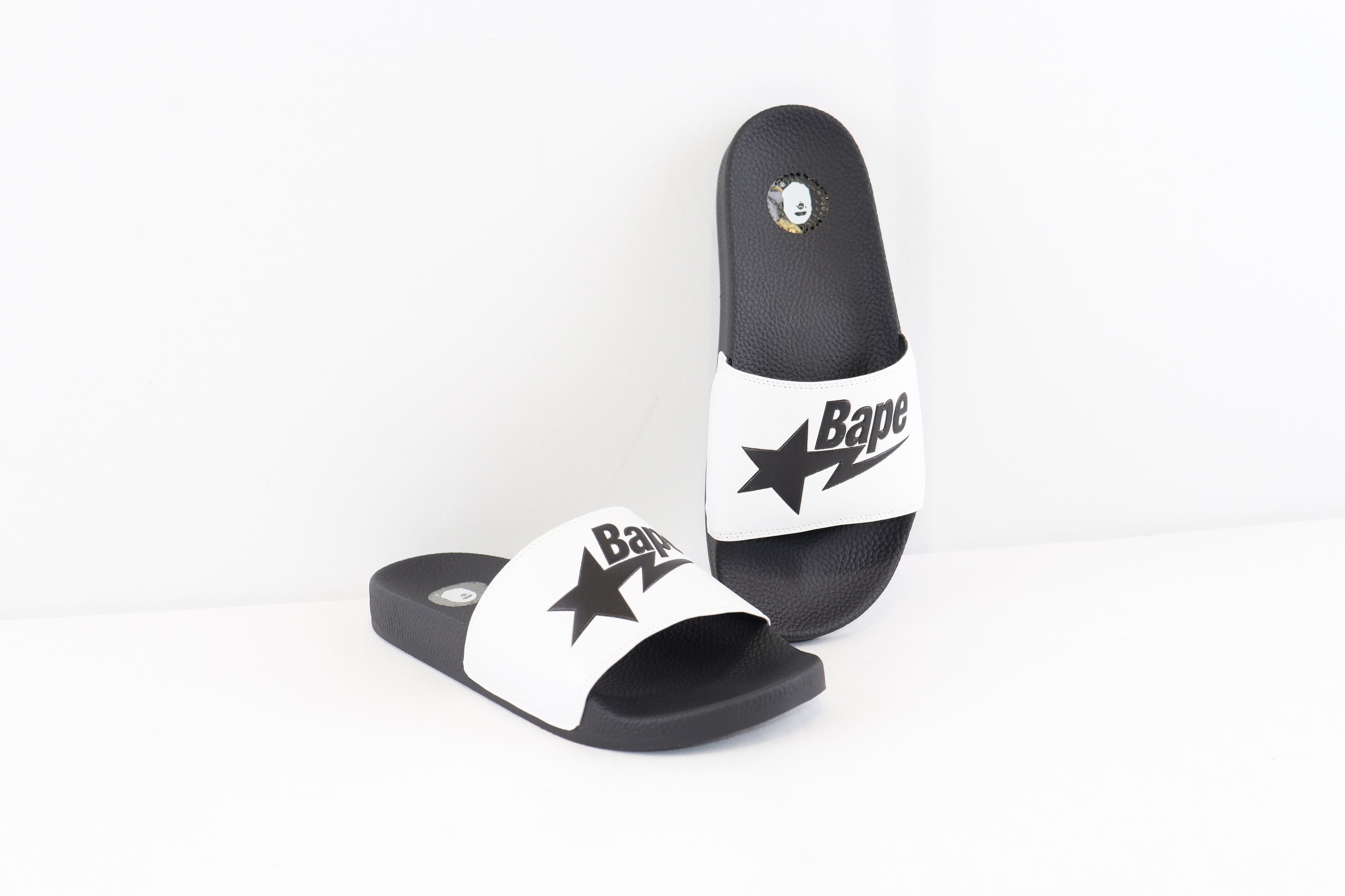 Bape o1rshd1 Bapesta Slides Sandals in Black White Size US 9 / EU 42 - 9 Thumbnail