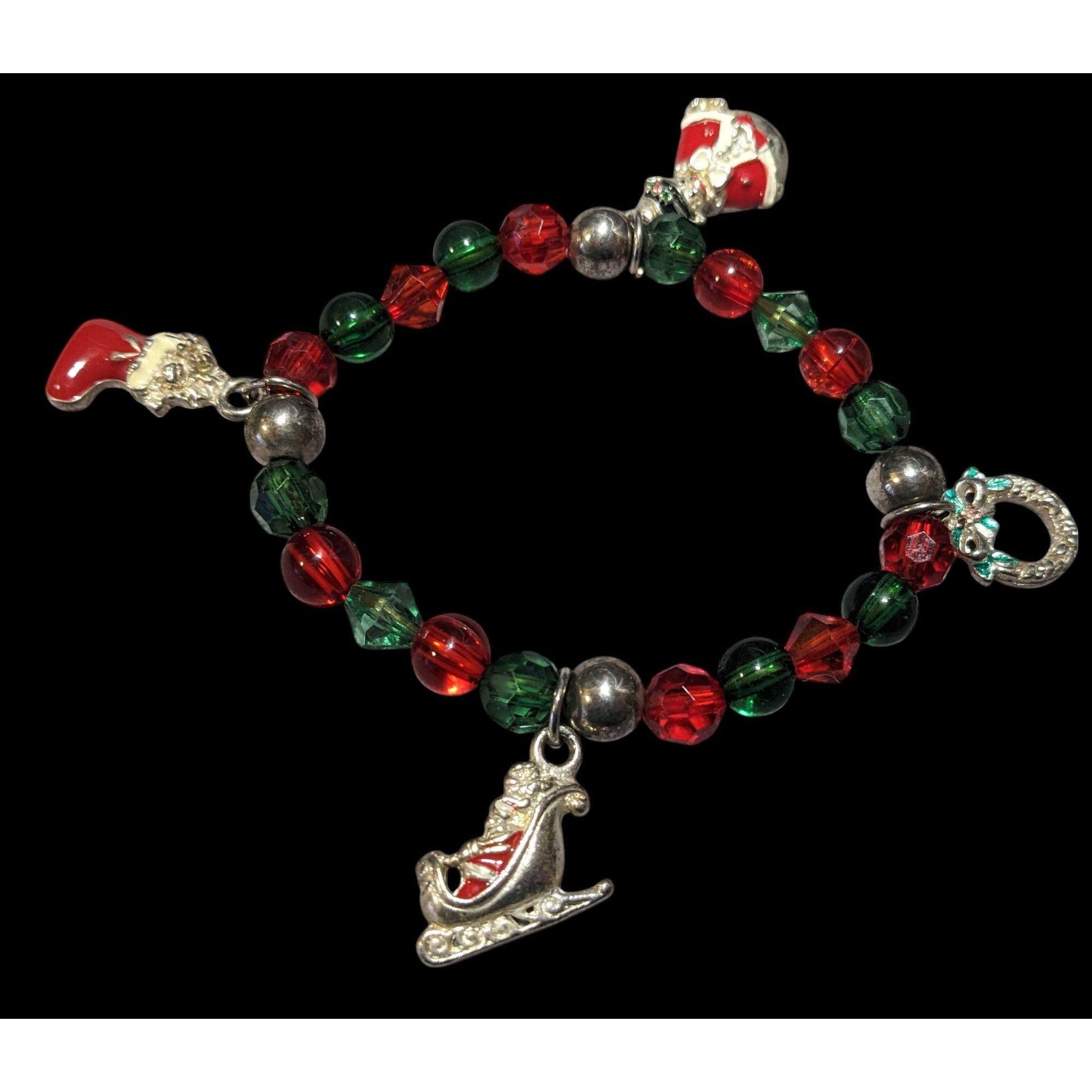 Other Christmas Holiday Charm Beaded Stretch Bracelet Size ONE SIZE - 3 Thumbnail