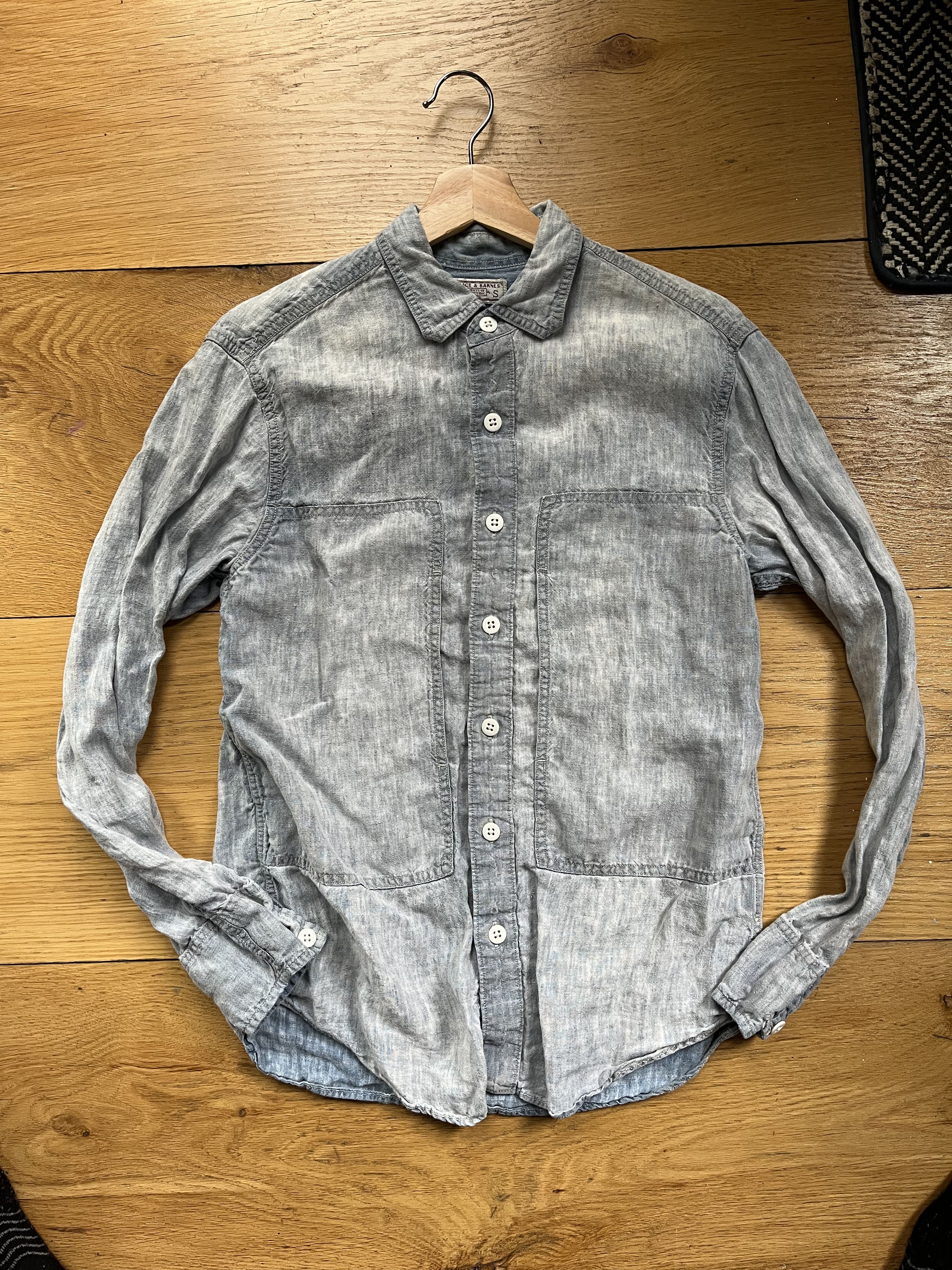 J.Crew × Wallace & Barnes Indigo Linen Work Chore Button Front Shirt Size US S / EU 44-46 / 1 - 1 Thumbnail