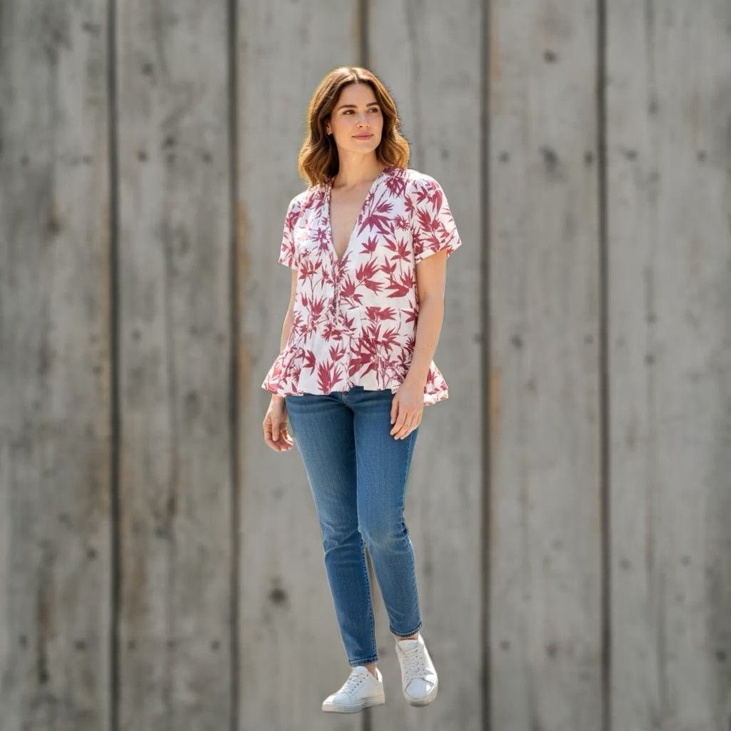 Polo Ralph Lauren Polo Ralph Lauren Womens Linen Floral Print Wrap Top Blouse Red L Floral V-Neck Tie Short Sleeve Casual Summer Women Size L / US 10 / IT 46 - 1 Thumbnail
