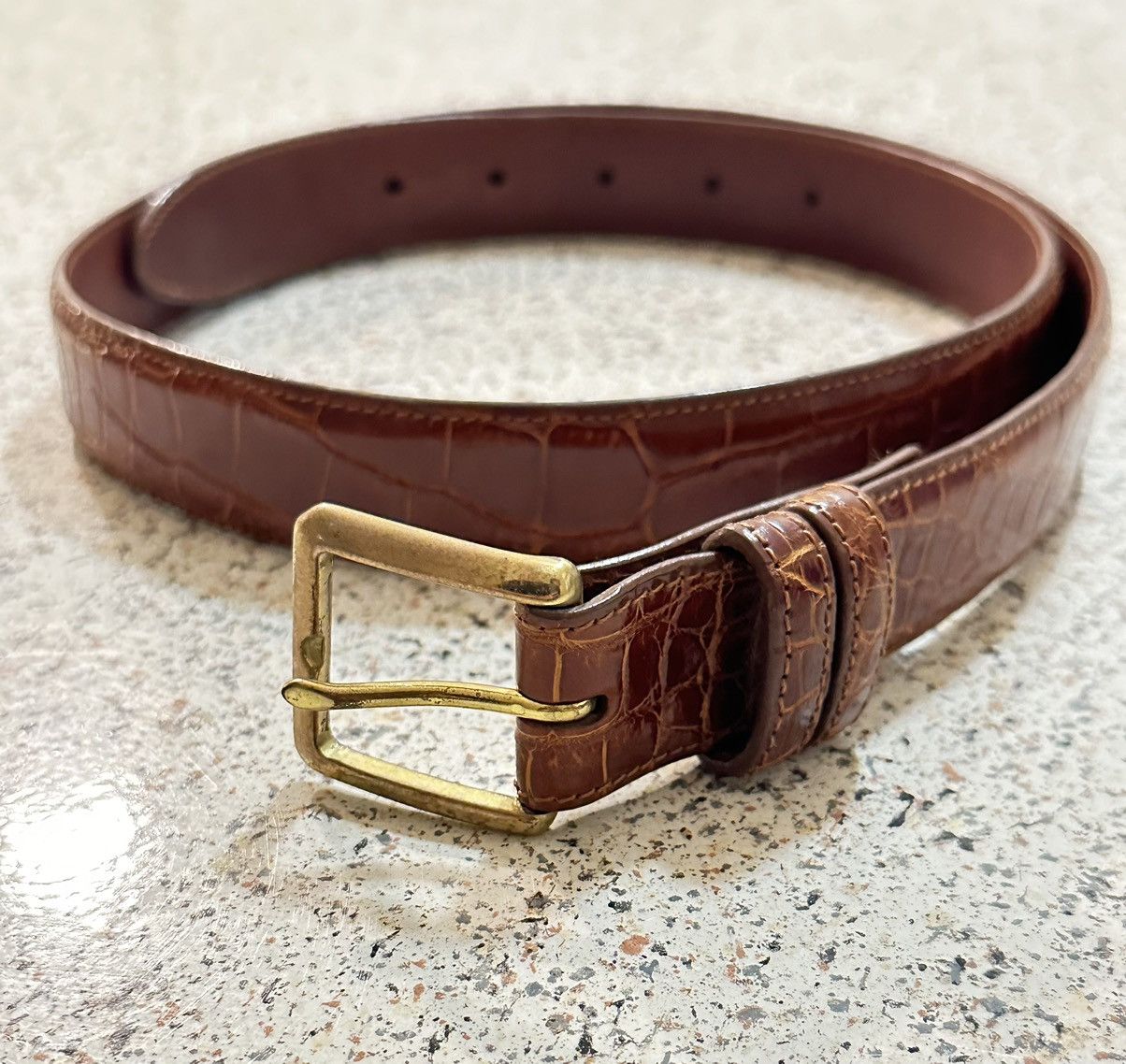 image of Coach Brown Alligator Belt, Men's (Size 36)