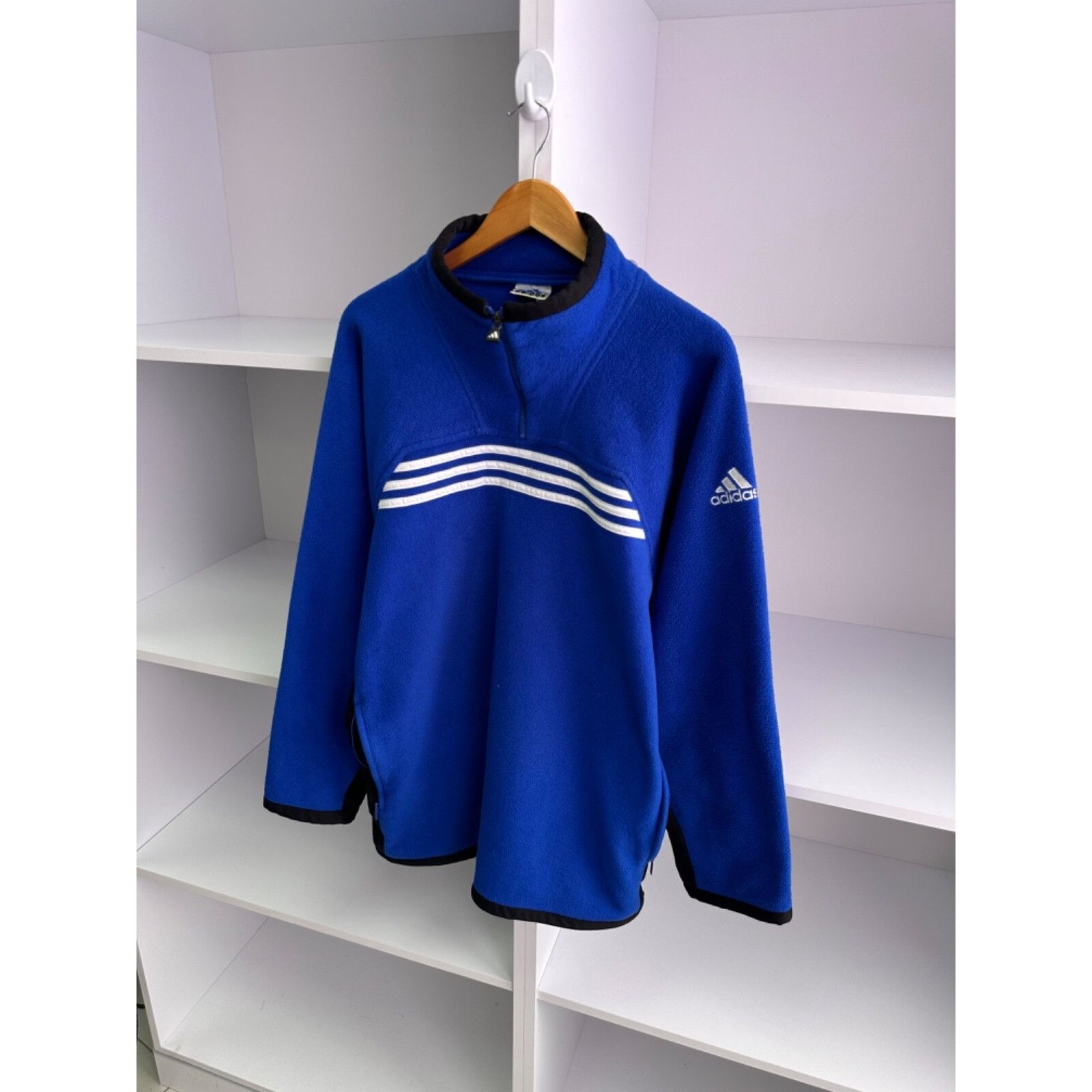 Adidas VTG Adidas Navy 99s Fleece 1/4 Zip Sweatshirt Size US XL / EU 56 / 4 - 3 Thumbnail