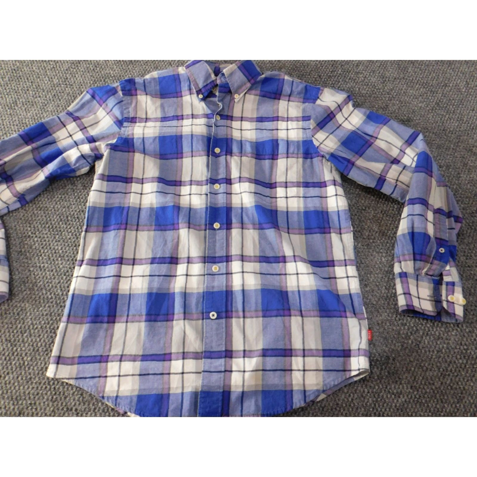 Izod Izod Shirt Mens Small blue plaid button-up classic casual retro Knit Cotton Long Sleeve Button-Down Collar Mens Size US S / EU 44-46 / 1 - 2 Thumbnail