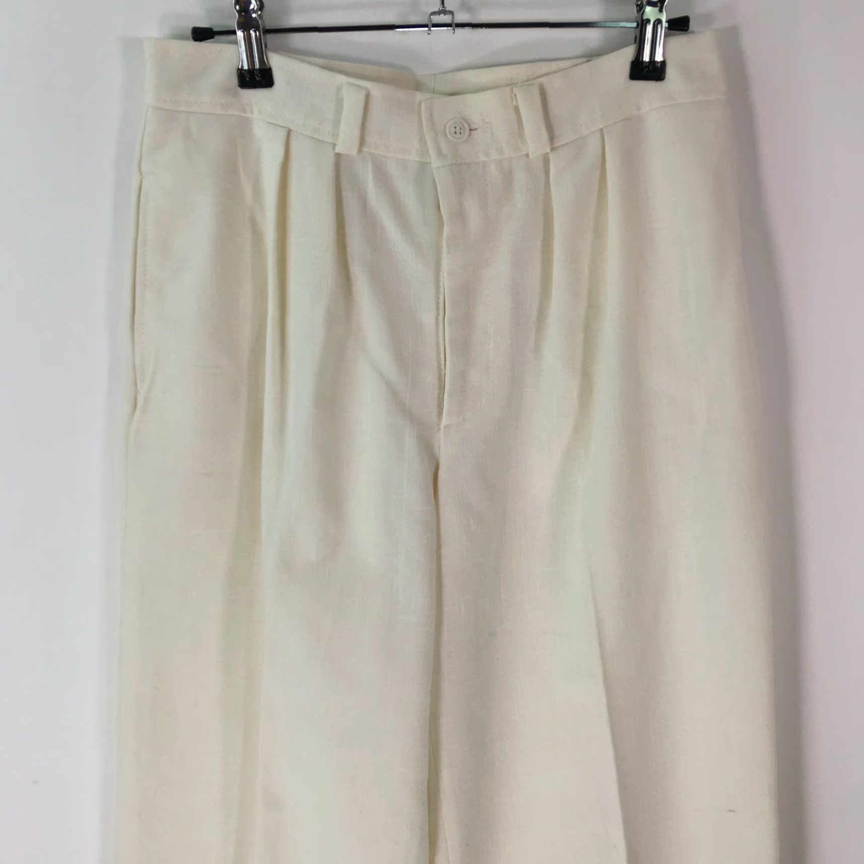 Vintage VINTAGE Romana Womens Pleated Front Straight Leg White Casual Dress Pant Size 11 Size 28" / US 6 / IT 42 - 3 Thumbnail