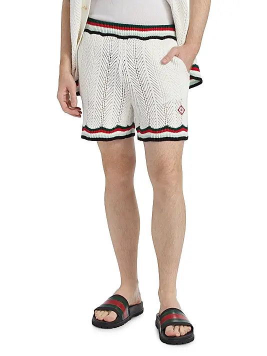 Casablanca os11x0326 Chevron Faux Crochet Shorts in Multicolor Size US 36 / EU 52 - 3 Thumbnail