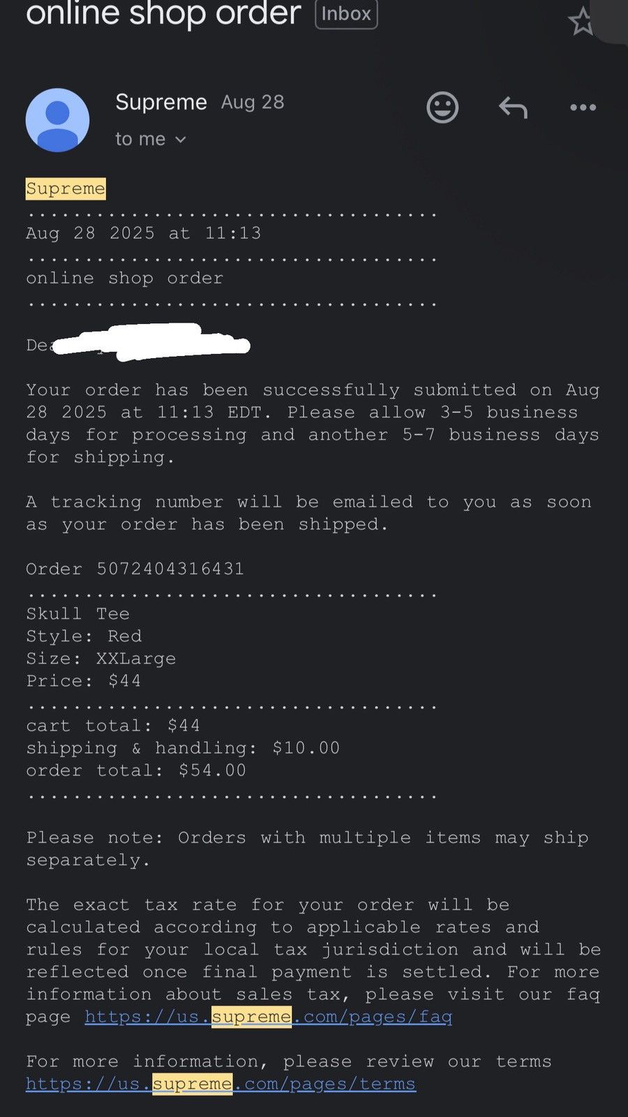 Supreme Supreme Skull Tee Size US XXL / EU 58 / 5 - 4 Thumbnail