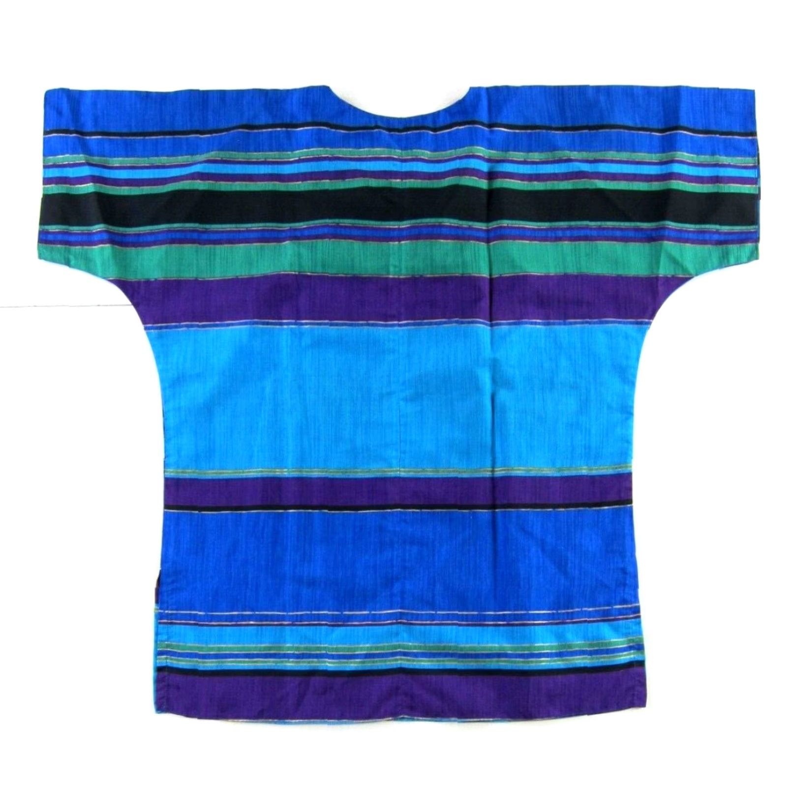Vintage VTG Blue Hawaii Liberty House Blue Green Black Stripe Short Sleeve Blouse Medium Size M / US 6-8 / IT 42-44 - 2 Thumbnail