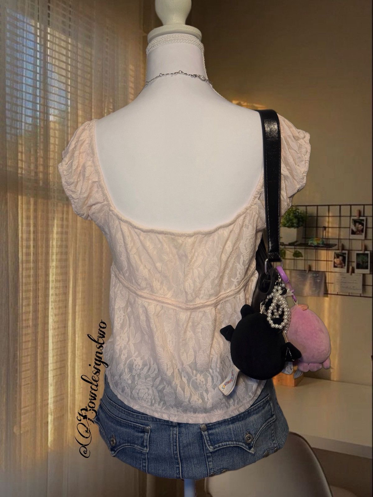 Other Marshmallow lace trim Pink Baby doll coquette Lacey top Size M / US 6-8 / IT 42-44 - 4 Thumbnail