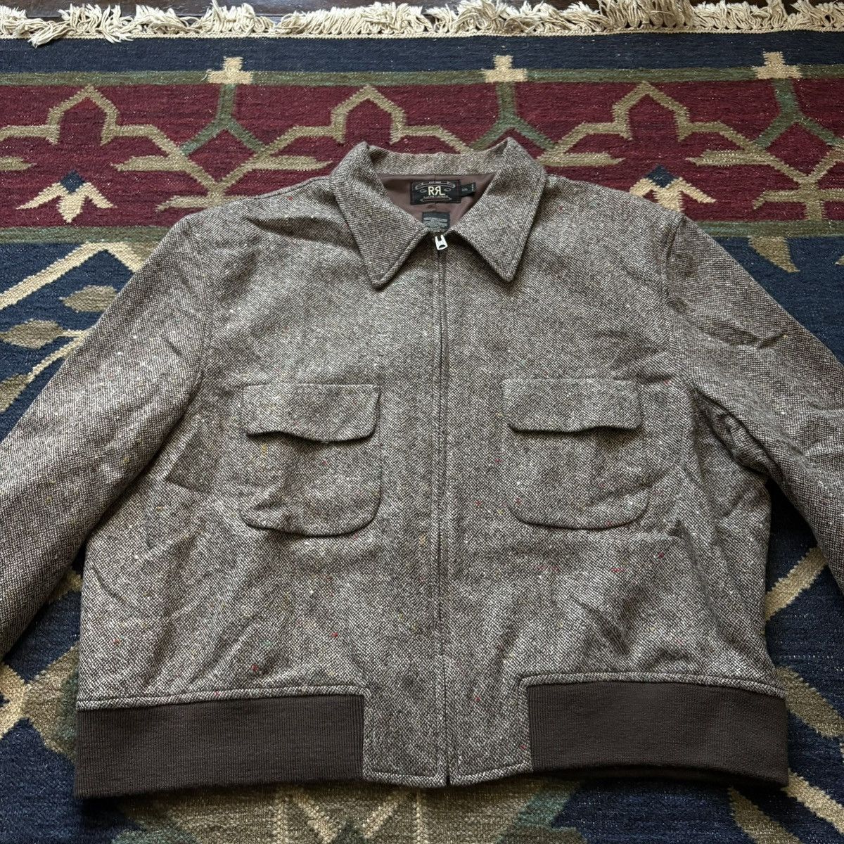 RRL Ralph Lauren Vintage 90s RRL Tweed Speckled Bomber Flap Pocket Boxy Crop Size US XXL / EU 58 / 5 - 4 Thumbnail