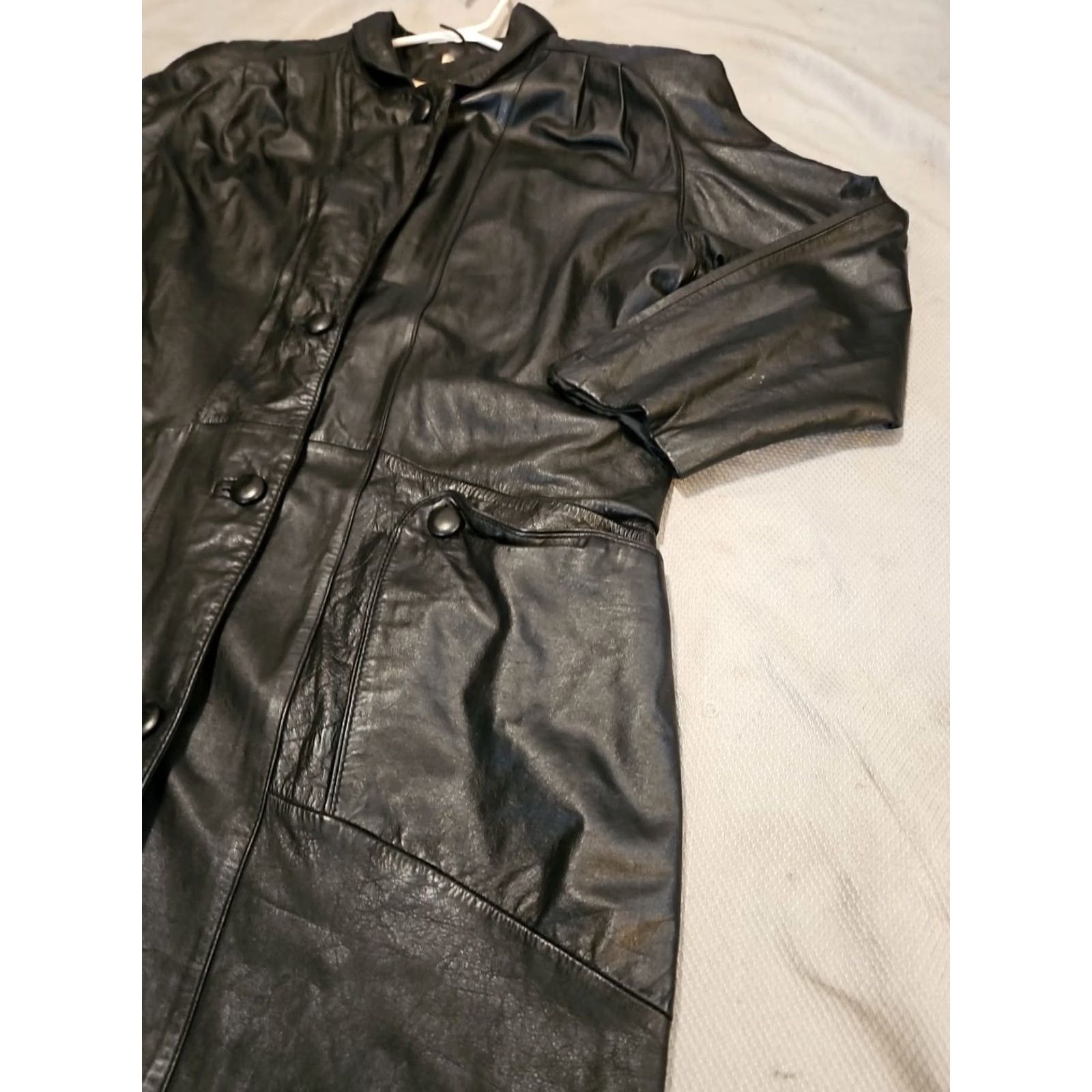 Vintage Vintage Brandon Thomas Jacket Womens Large Long Black Leather Mob Wife Coat Size L / US 10 / IT 46 - 6 Thumbnail