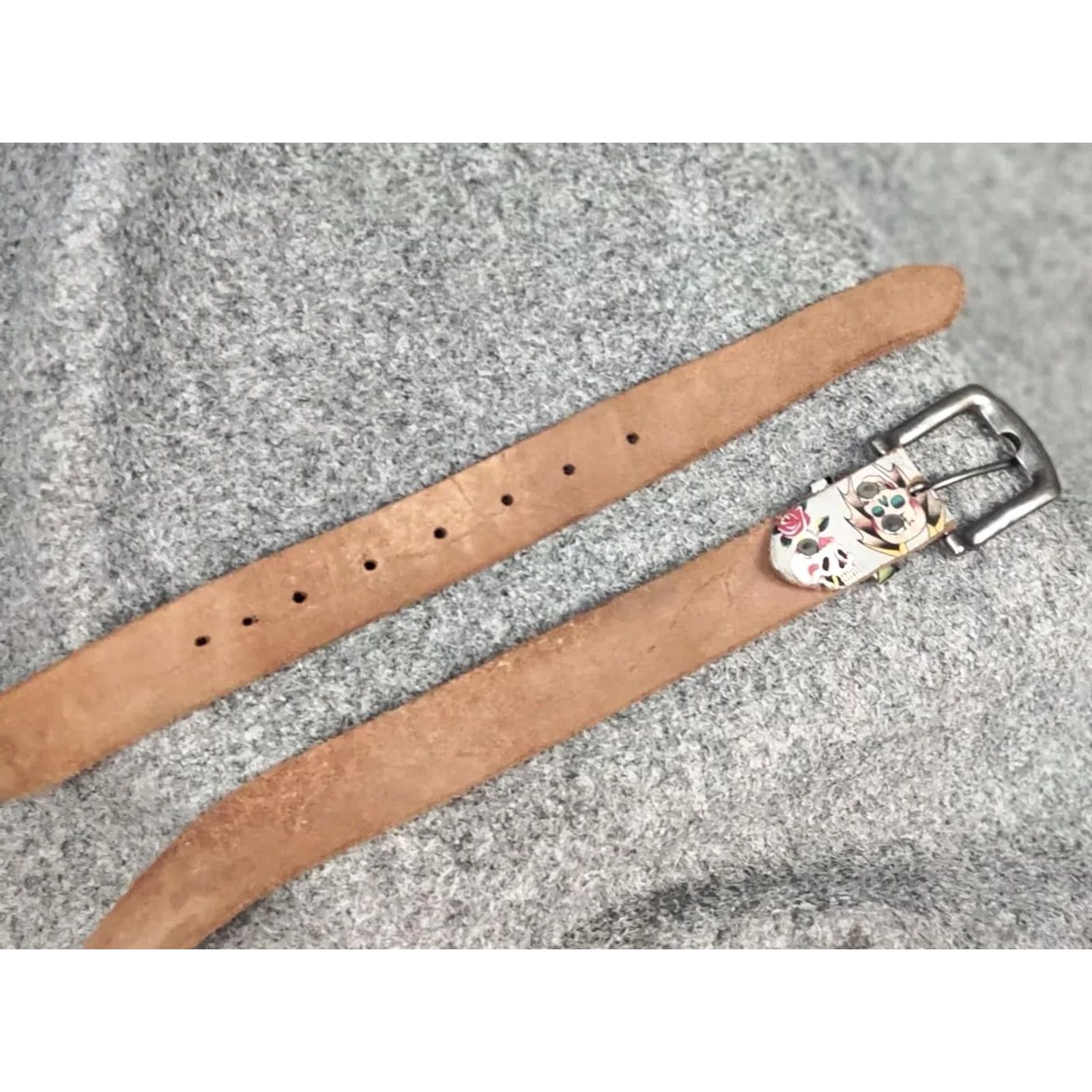 Ed Hardy VINTAGE Ed Hardy Belt Men Leather Brown One Size 90s Y2K Studded Logo Buckle Leather Size ONE SIZE - 6 Thumbnail