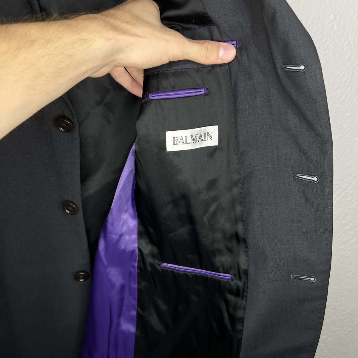 Balmain × Vintage Vintage BALMAIN Black Blazer Wool Jacket M size Size 40R - 7 Thumbnail
