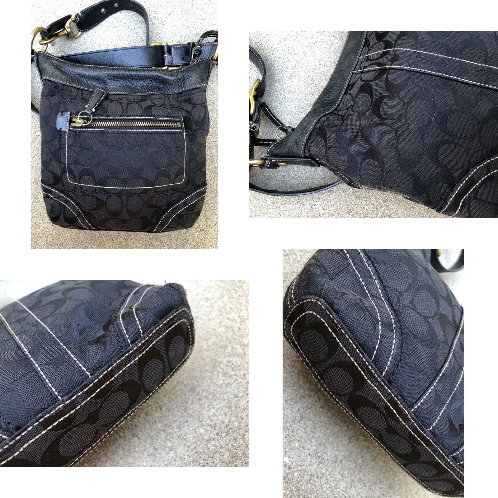 Coach VINTAGE Coach Crossbody Signature Monogram Purse Women's Black Bag G065-10402 Size ONE SIZE - 8 Thumbnail