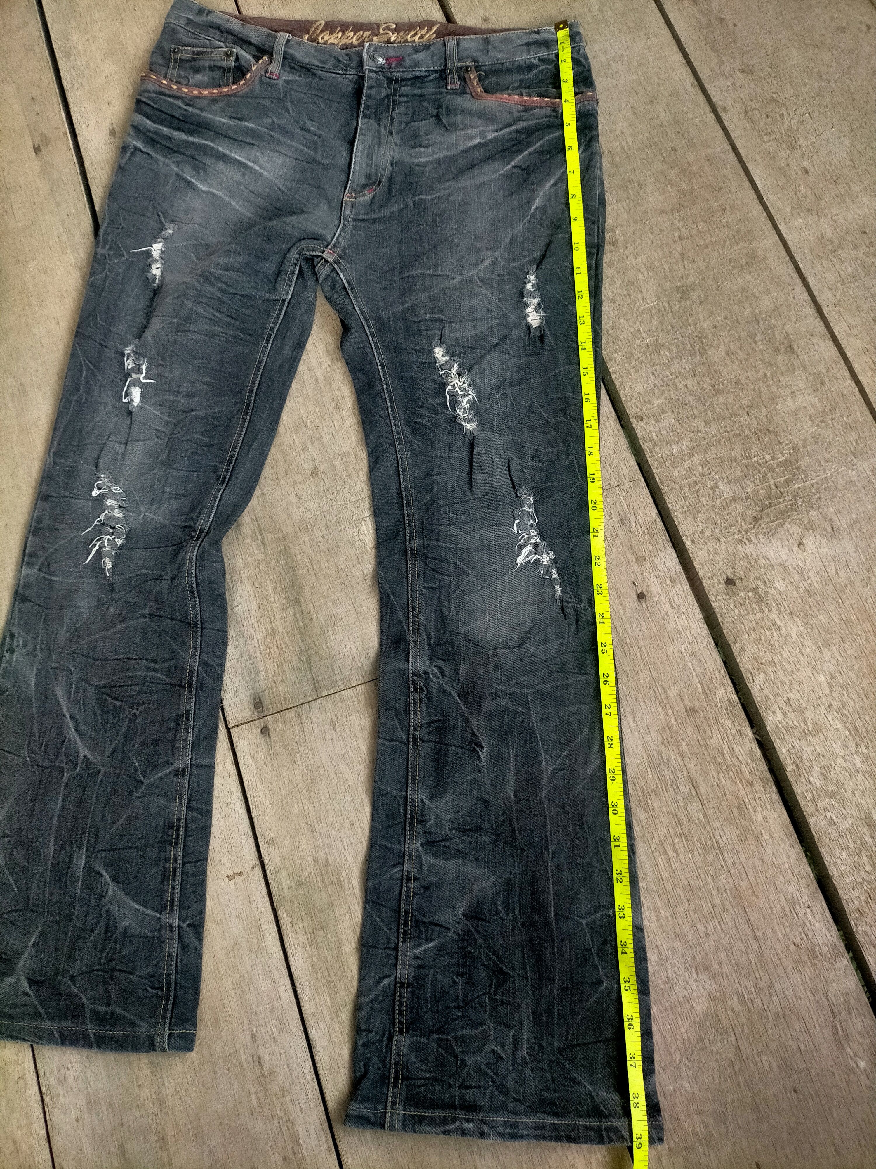 If Six Was Nine × Le Grande Bleu (L.G.B.) × Tornado Mart 🔥 Flare 🔥 Insane Mudwash Distressed Jeans Size US 32 / EU 48 - 9 Thumbnail