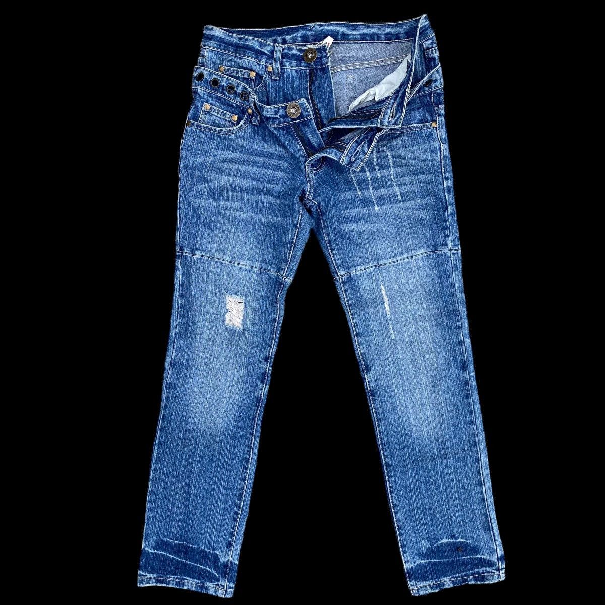 Hysteric Glamour × Japanese Brand Crazy Double Waist Thrashed Denim Jeans Size US 31 - 19 Thumbnail