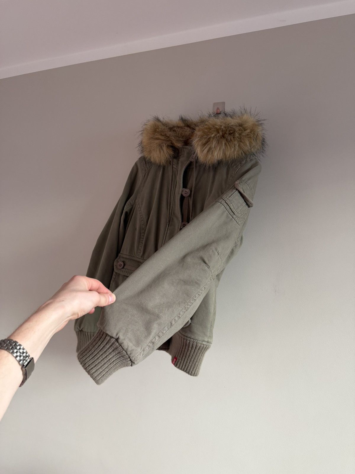 Vintage Fur Lined Aviator Bomber Jacket with Hood Size L / US 10 / IT 46 - 5 Thumbnail