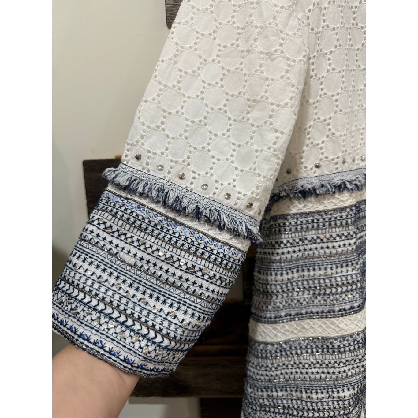 Chicos Chico's NWT Embellished Cotton Eyelet Jacket size XL (3) Size XL / US 12-14 / IT 48-50 - 6 Thumbnail